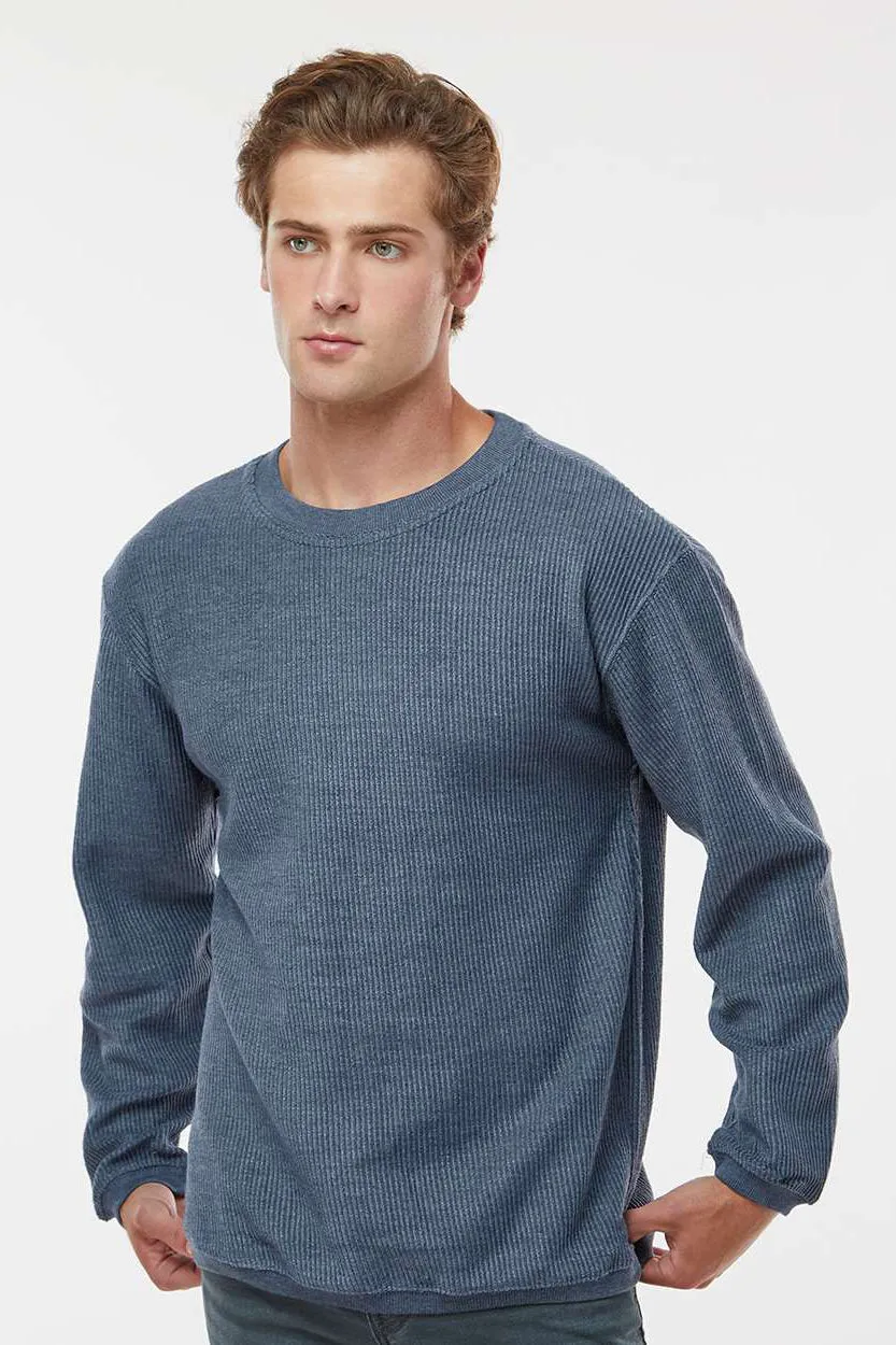 MV Sport Mens Corded Crewneck Sweatshirt - Navy Blue