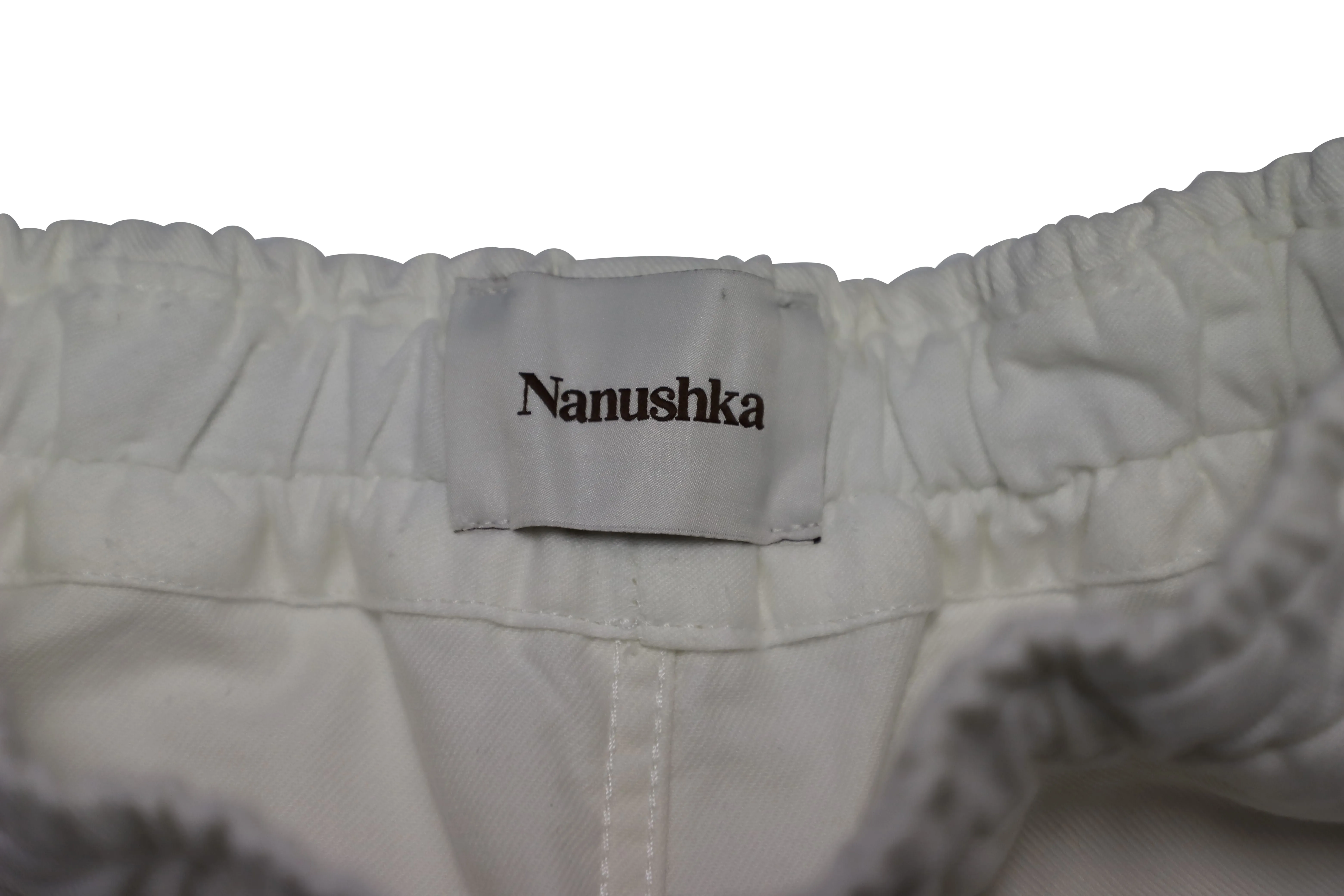 Nanushka Hadi Bermuda Shorts in White Denim