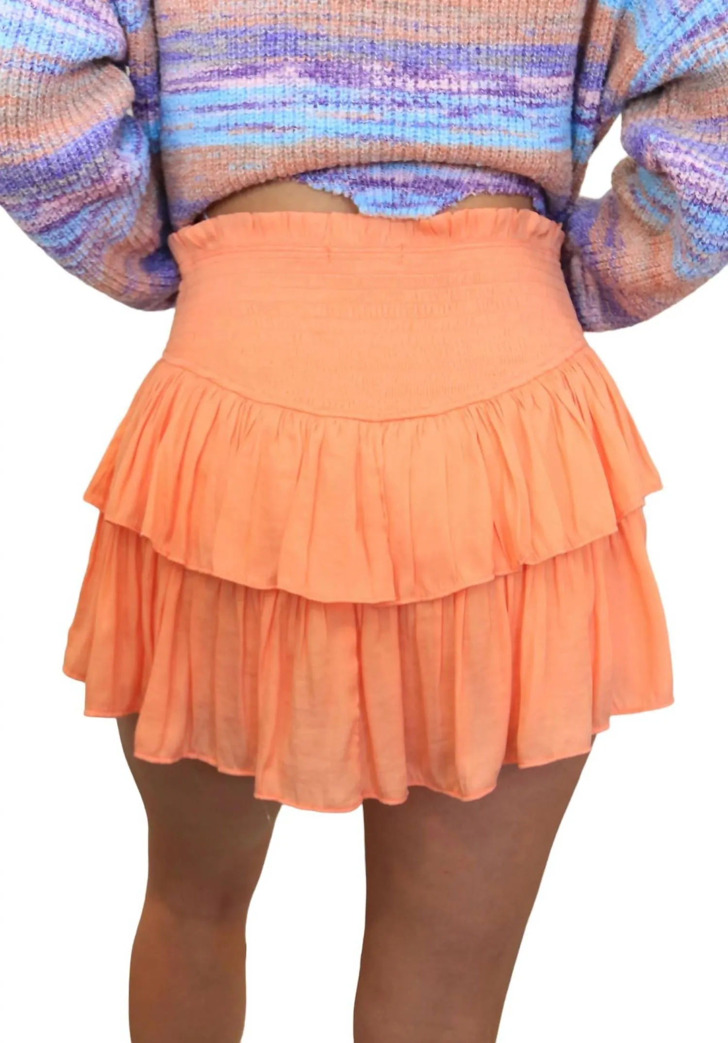 Natural Flirt Skirt With Shorts In Milky Papaya