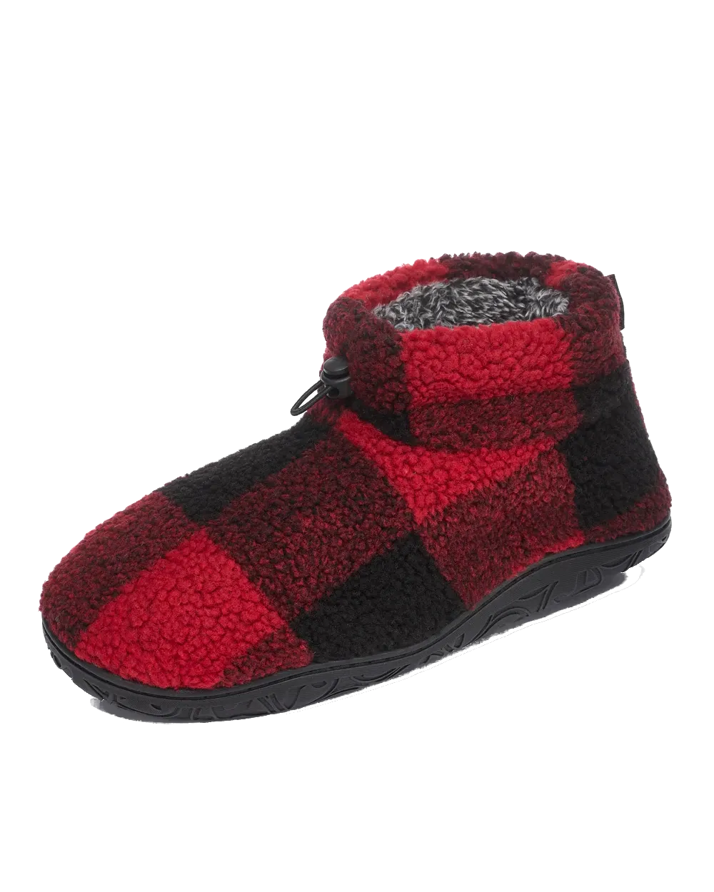 Neeson Sherpa Slipper Boots in Red & Black Check