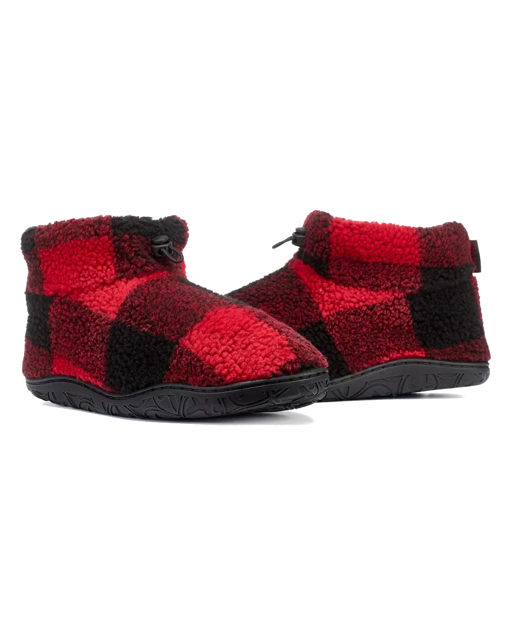Neeson Sherpa Slipper Boots in Red & Black Check