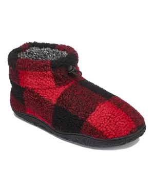 Neeson Sherpa Slipper Boots in Red & Black Check