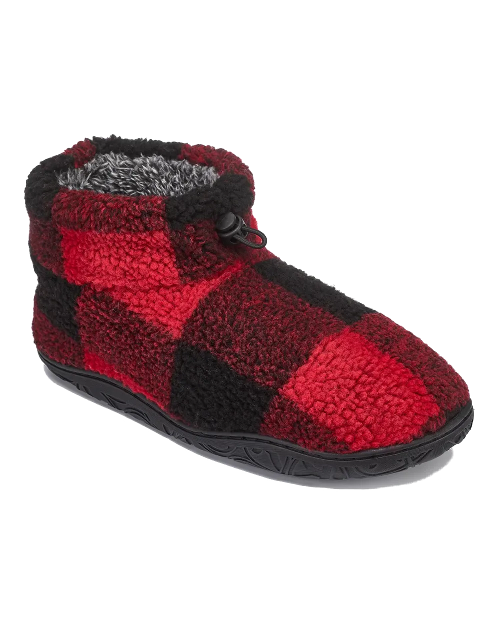 Neeson Sherpa Slipper Boots in Red & Black Check