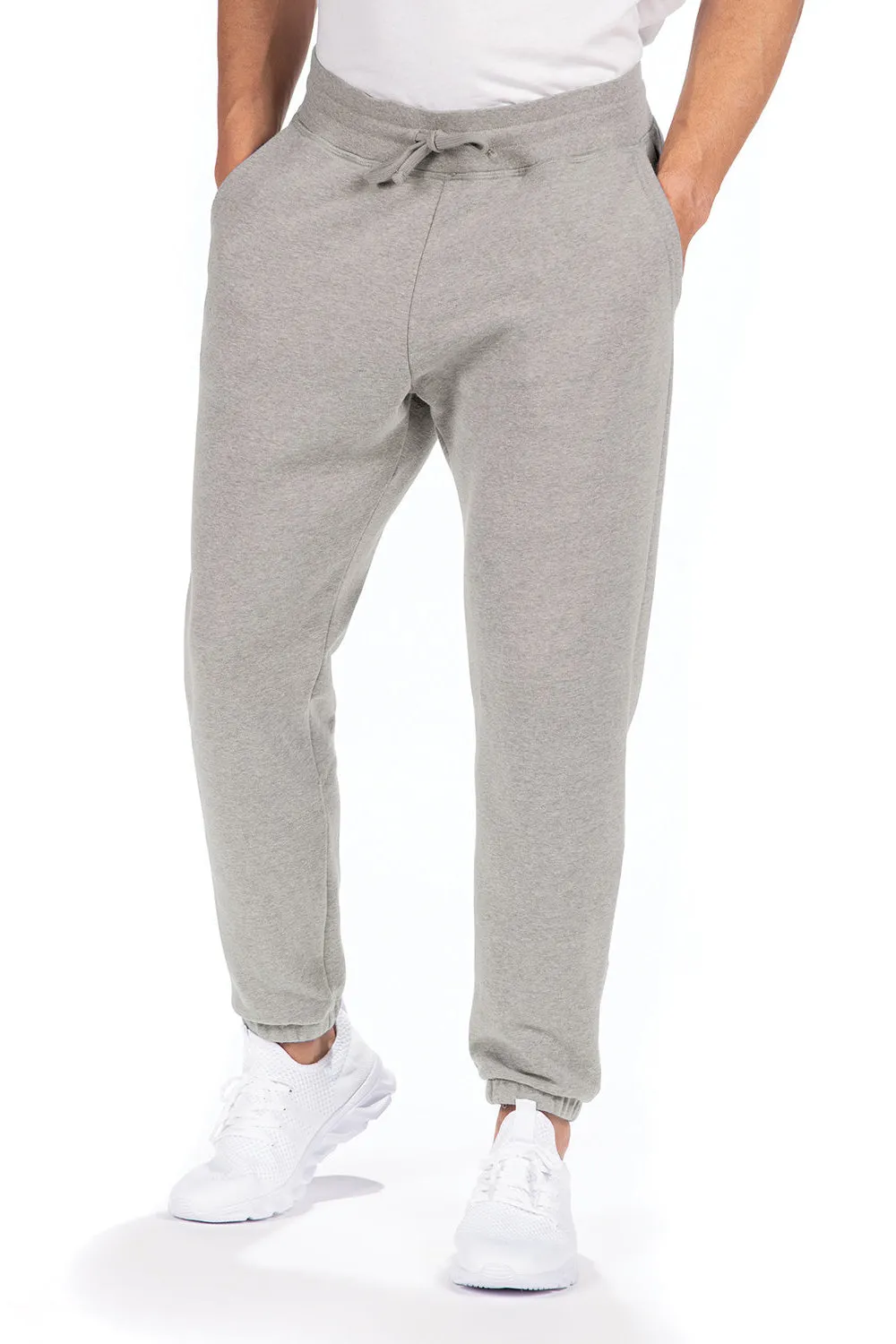 Next Level Mens Fleece Sweatpants w/ Pockets - Heather Grey