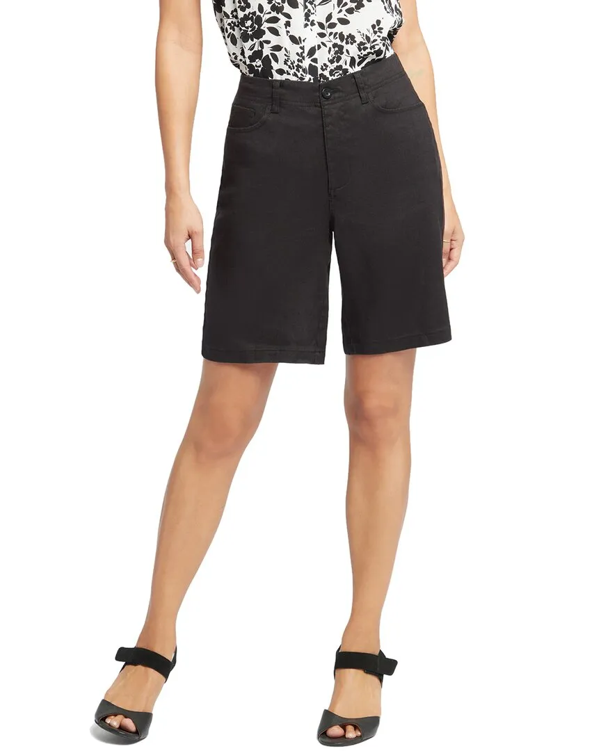 NYDJ Black Linen-Blend Bermuda Short Jean