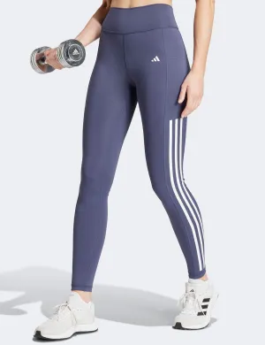 Optime 3-Stripes Full-Length Leggings - Shadow Navy