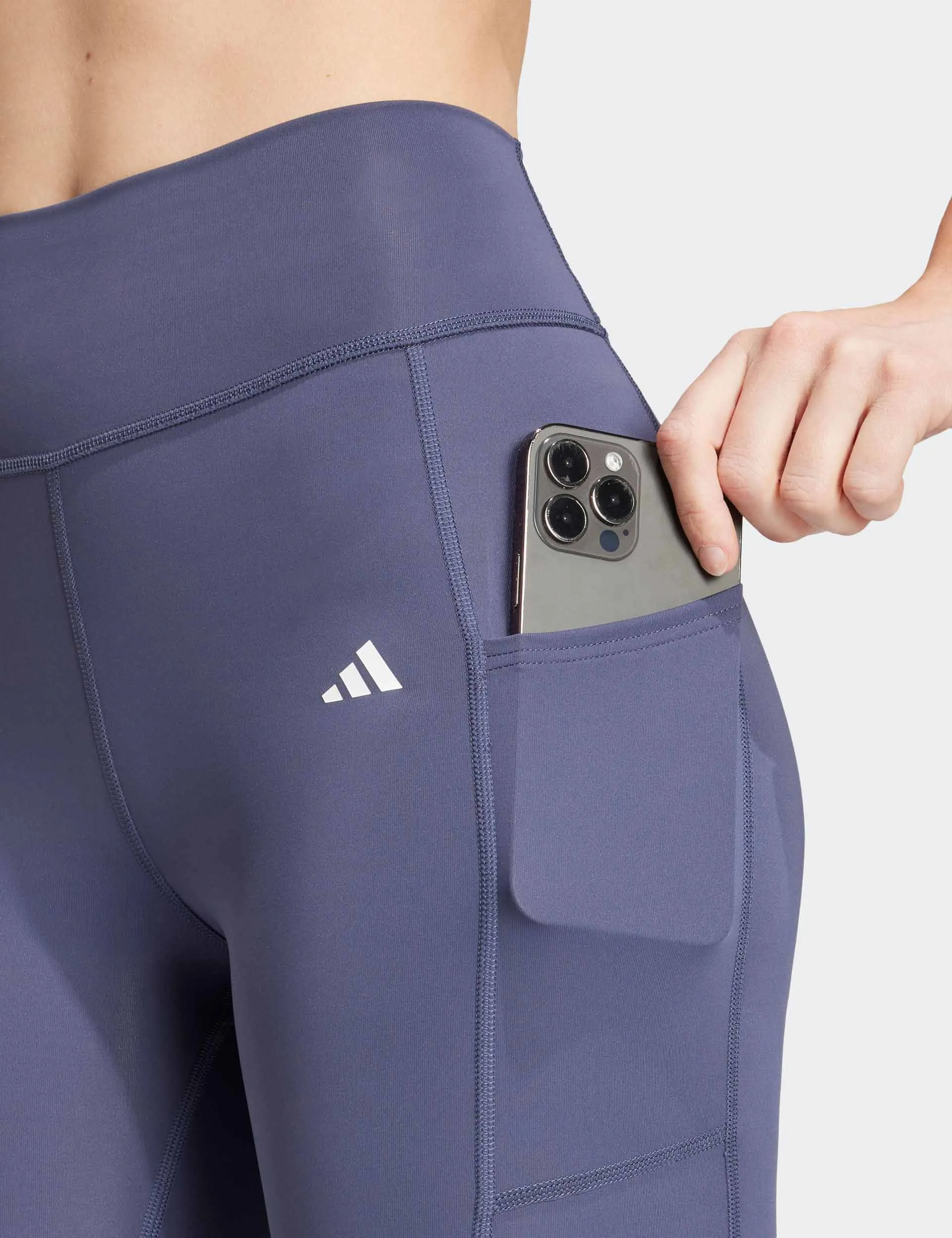 Optime 3-Stripes Full-Length Leggings - Shadow Navy