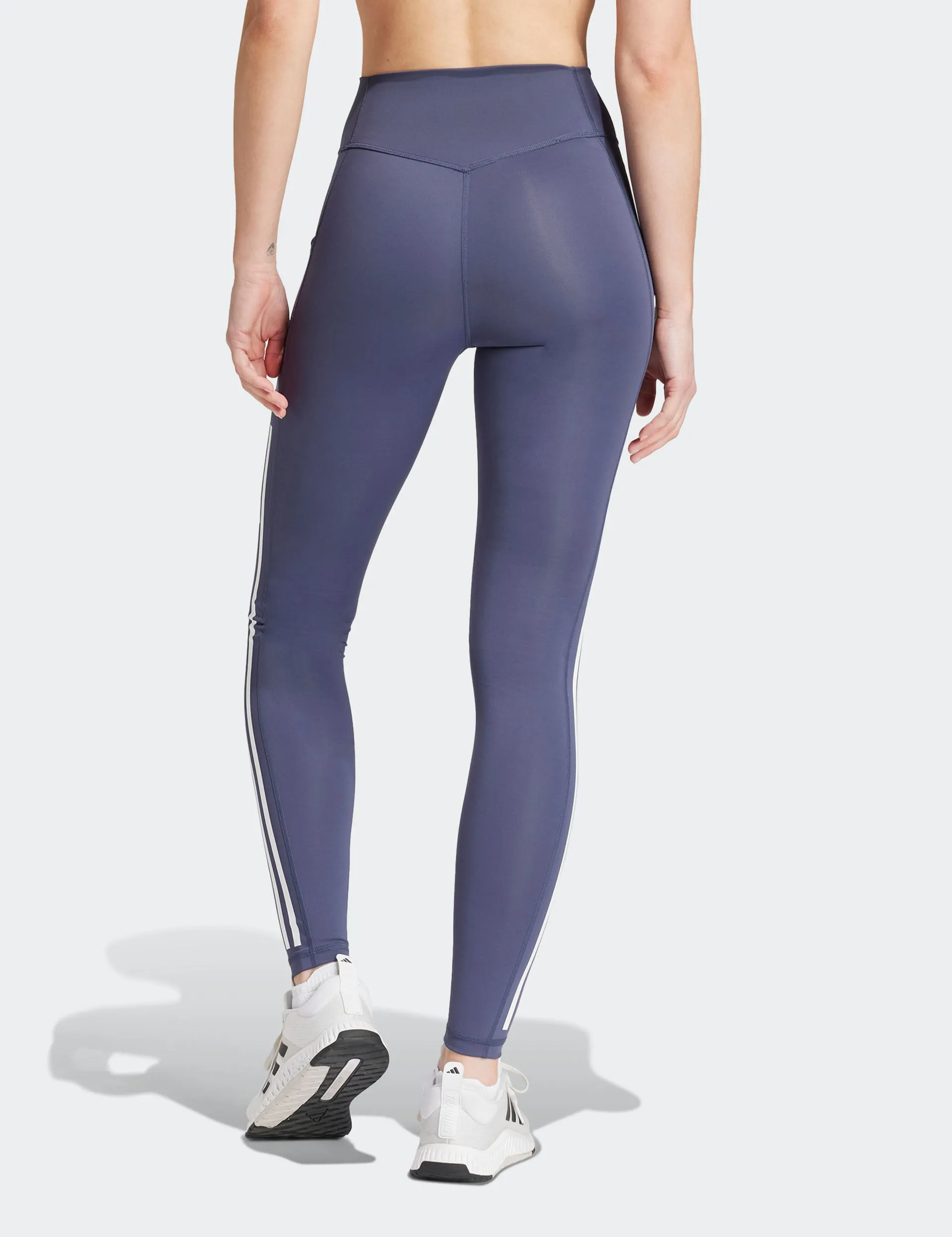 Optime 3-Stripes Full-Length Leggings - Shadow Navy