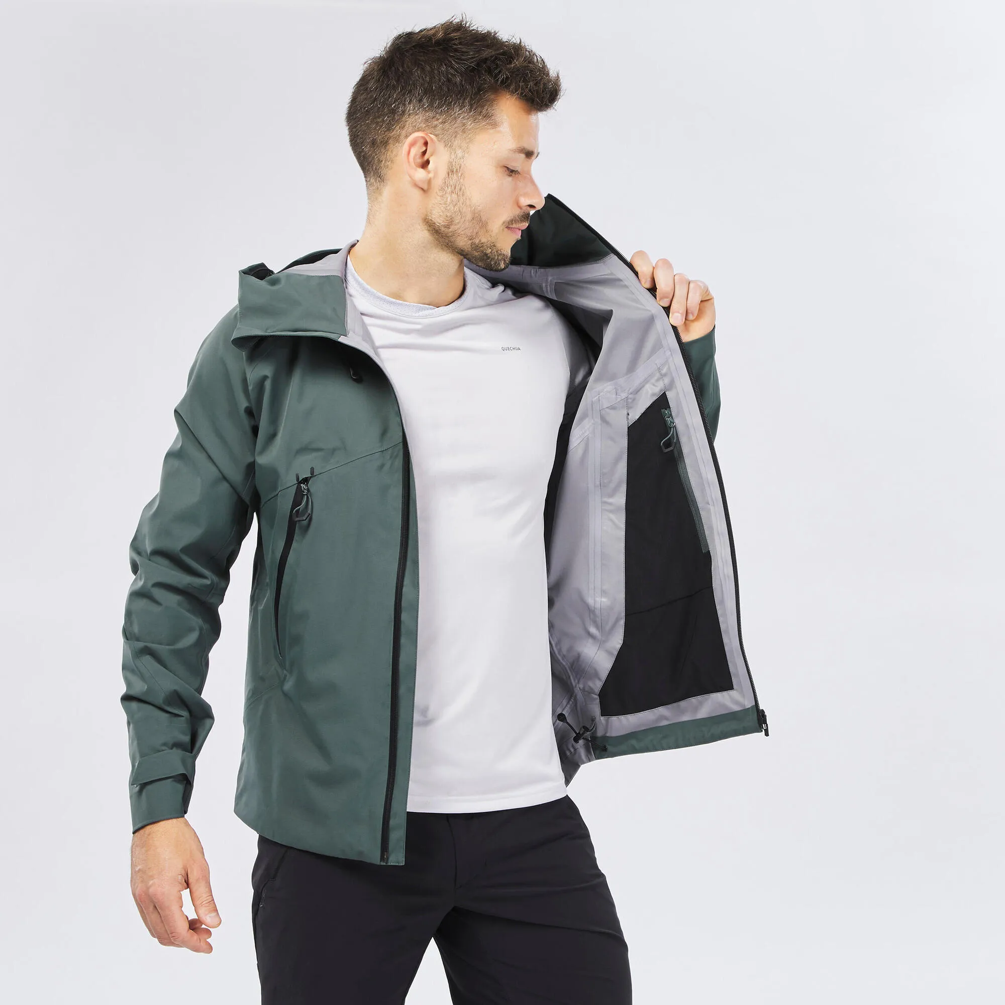 Outdoor Decathlon Clothing Quechua Men's Hiking Lightweight Waterproof Jacket MH500