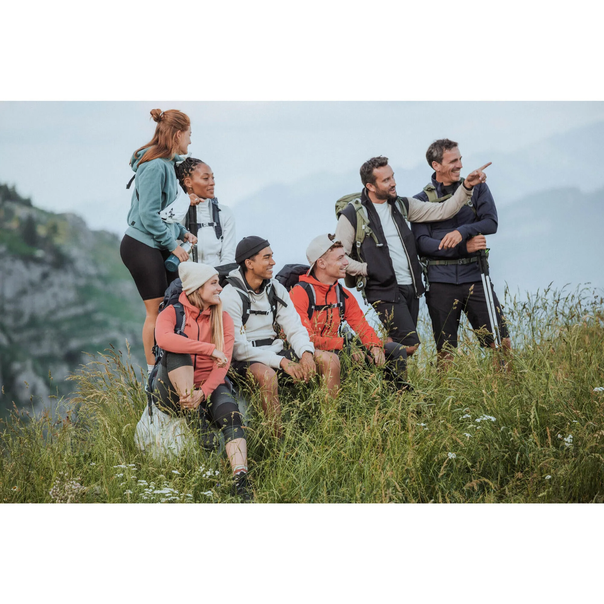 Outdoor Decathlon Clothing Quechua Men's MH520 Hood Hiking Fleece Jacket