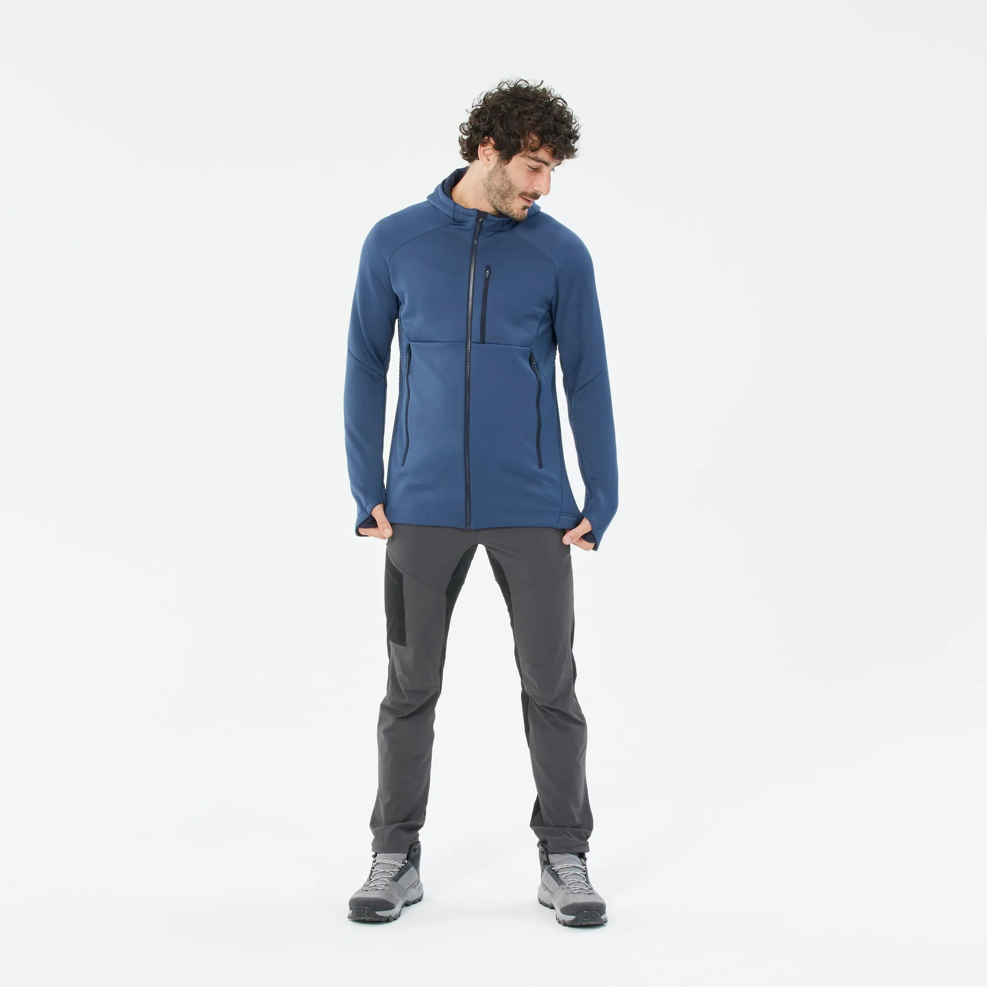 Outdoor Decathlon Clothing Quechua Men's MH520 Hood Hiking Fleece Jacket