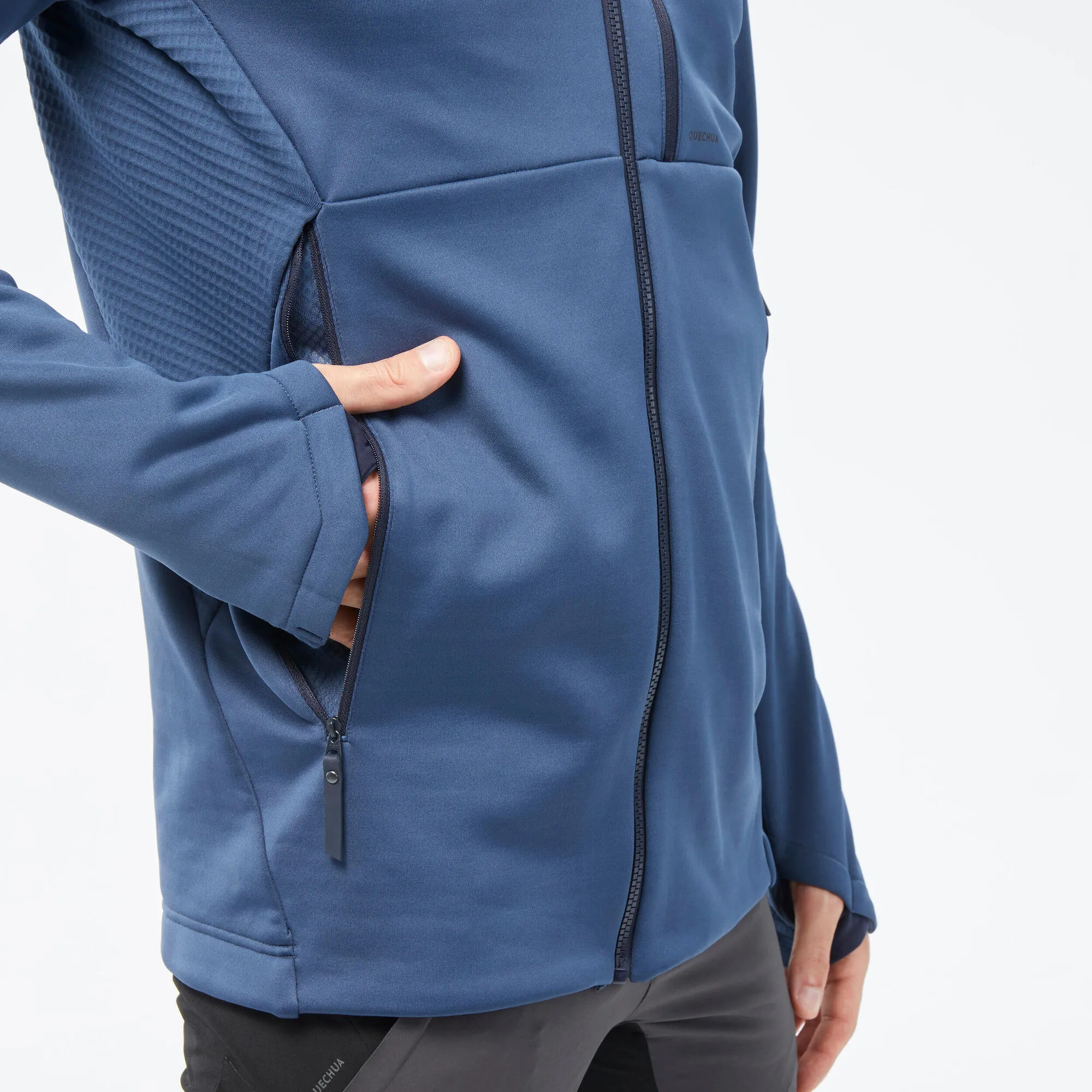 Outdoor Decathlon Clothing Quechua Men's MH520 Hood Hiking Fleece Jacket