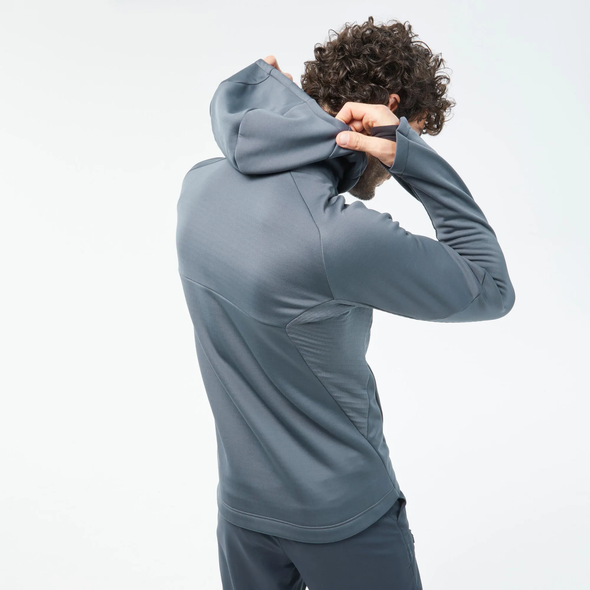 Outdoor Decathlon Clothing Quechua Men's MH520 Hood Hiking Fleece Jacket