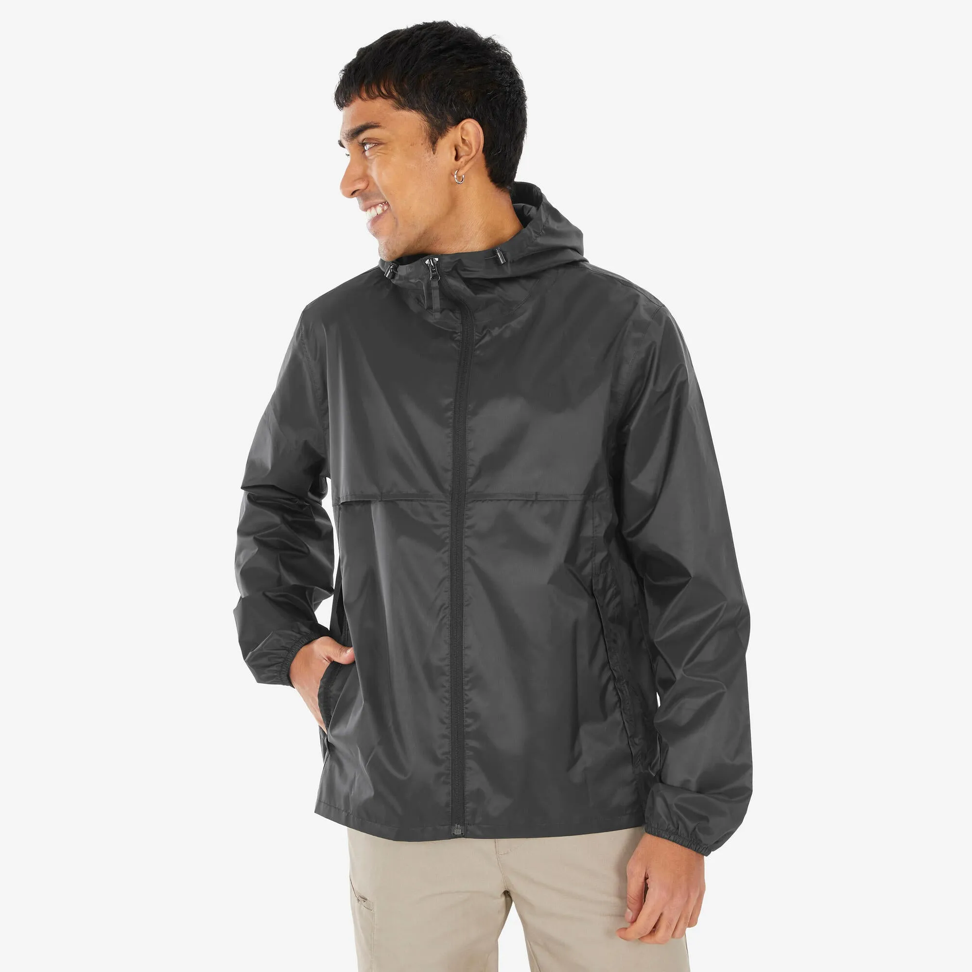 Outdoor Decathlon Clothing Quechua Men's Raincut Fullzip Waterproof Rain Jacket