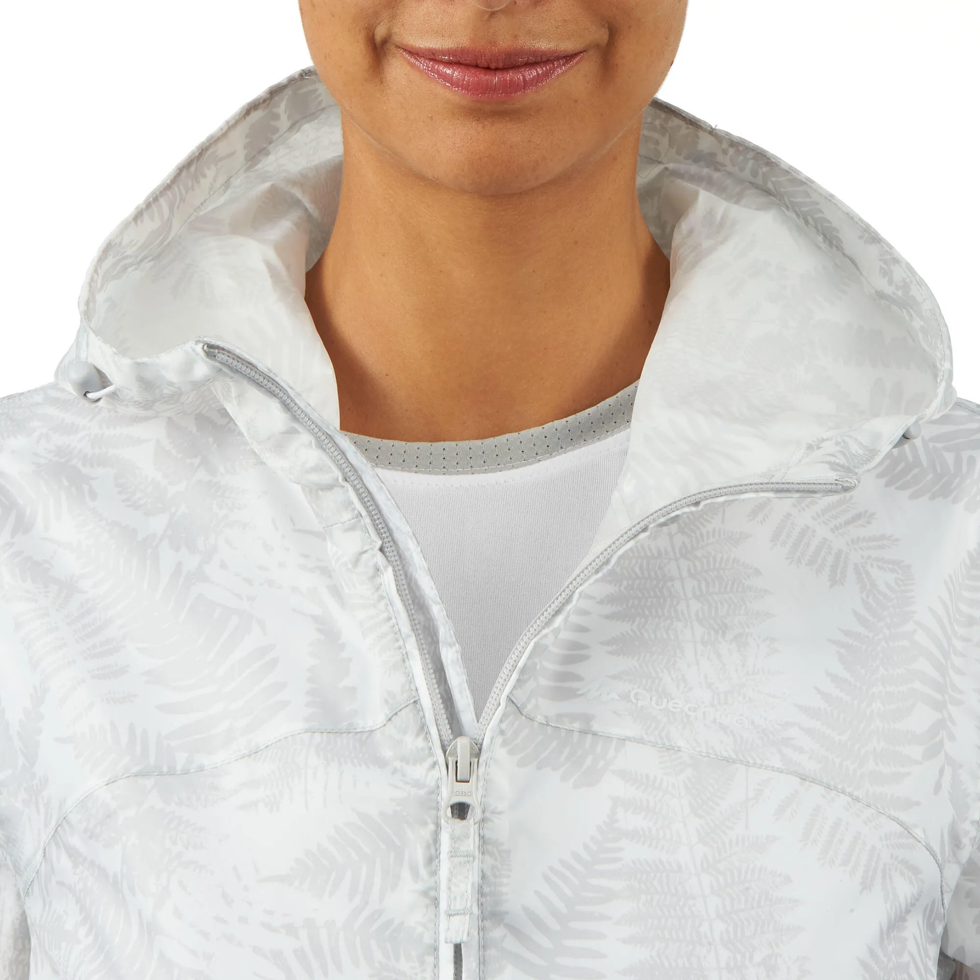 Outdoor Decathlon Clothing Quechua Women's Raincut Full Zip Windproof and Water-repellent Rain Jacket