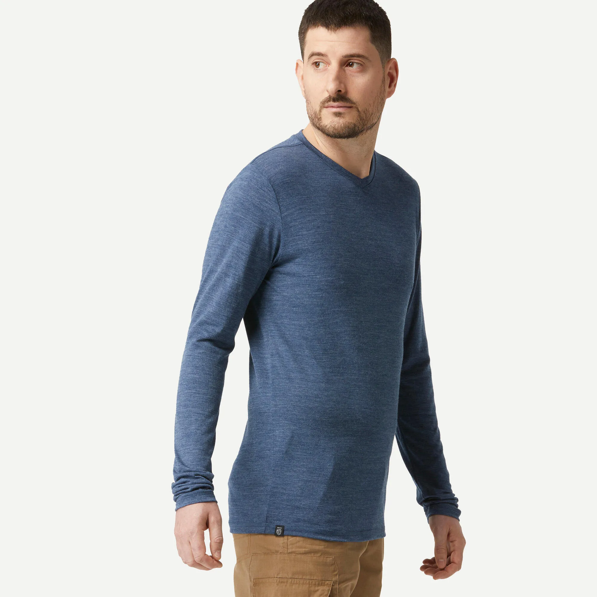 Outdoor Decathlon Clothing Simond  Men's Travel 500 Merino Wool Long-sleeve Shirt