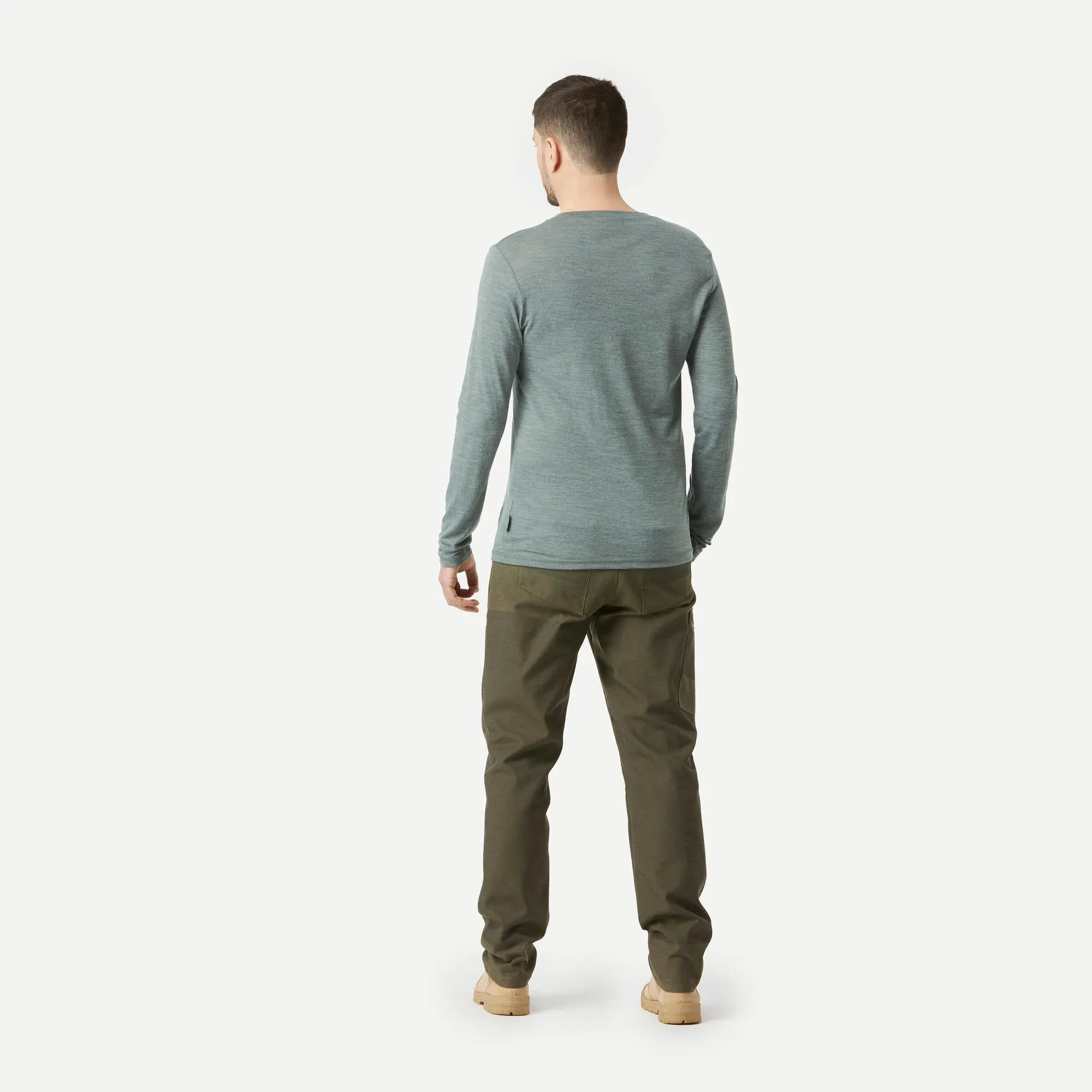 Outdoor Decathlon Clothing Simond  Men's Travel 500 Merino Wool Long-sleeve Shirt
