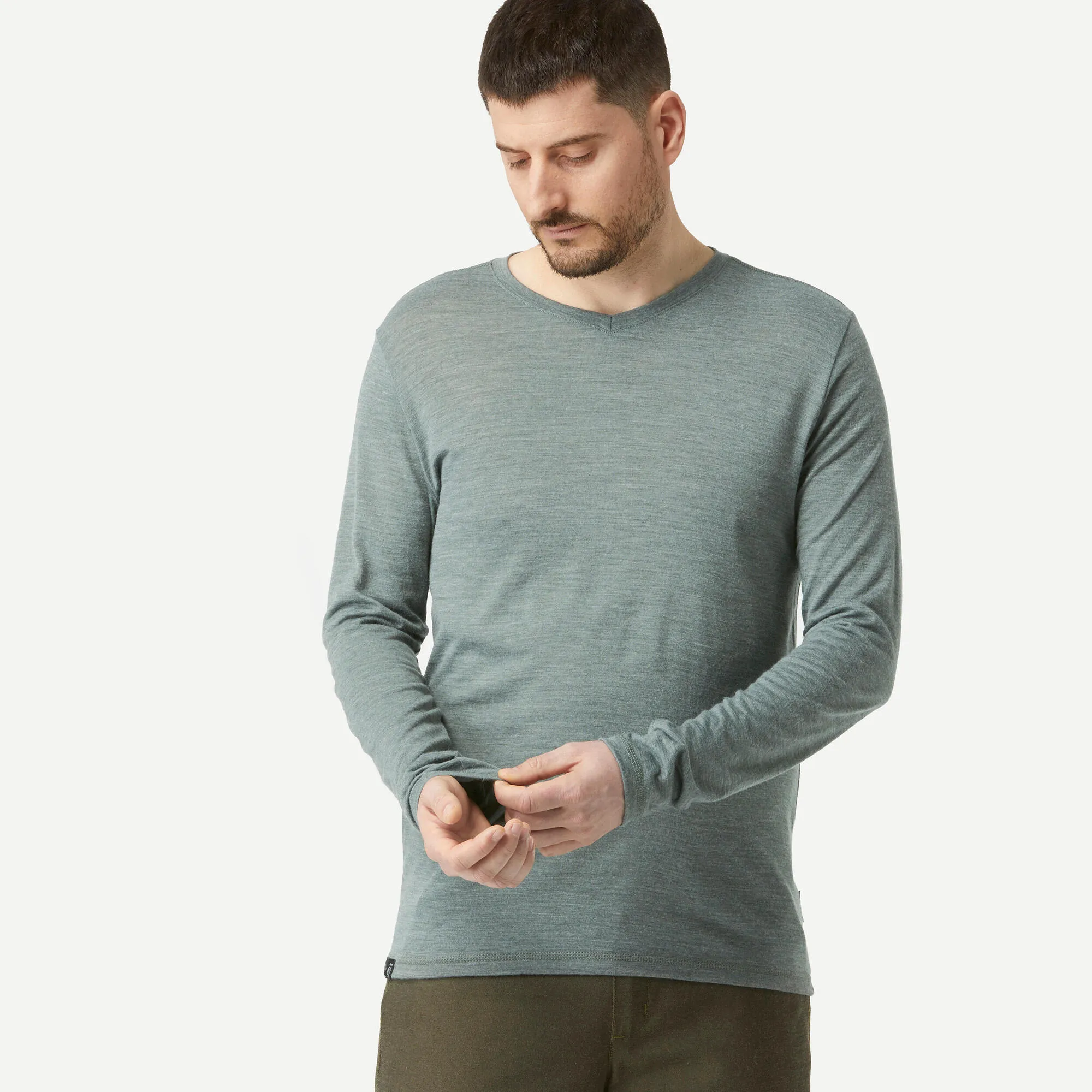 Outdoor Decathlon Clothing Simond  Men's Travel 500 Merino Wool Long-sleeve Shirt