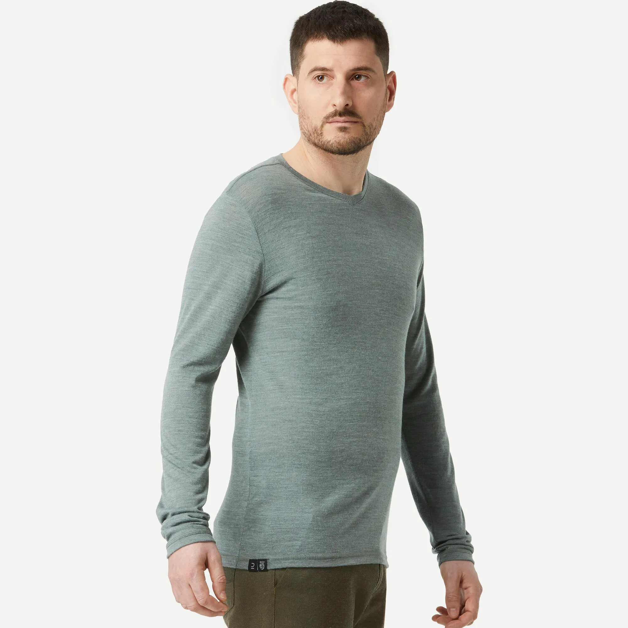 Outdoor Decathlon Clothing Simond  Men's Travel 500 Merino Wool Long-sleeve Shirt