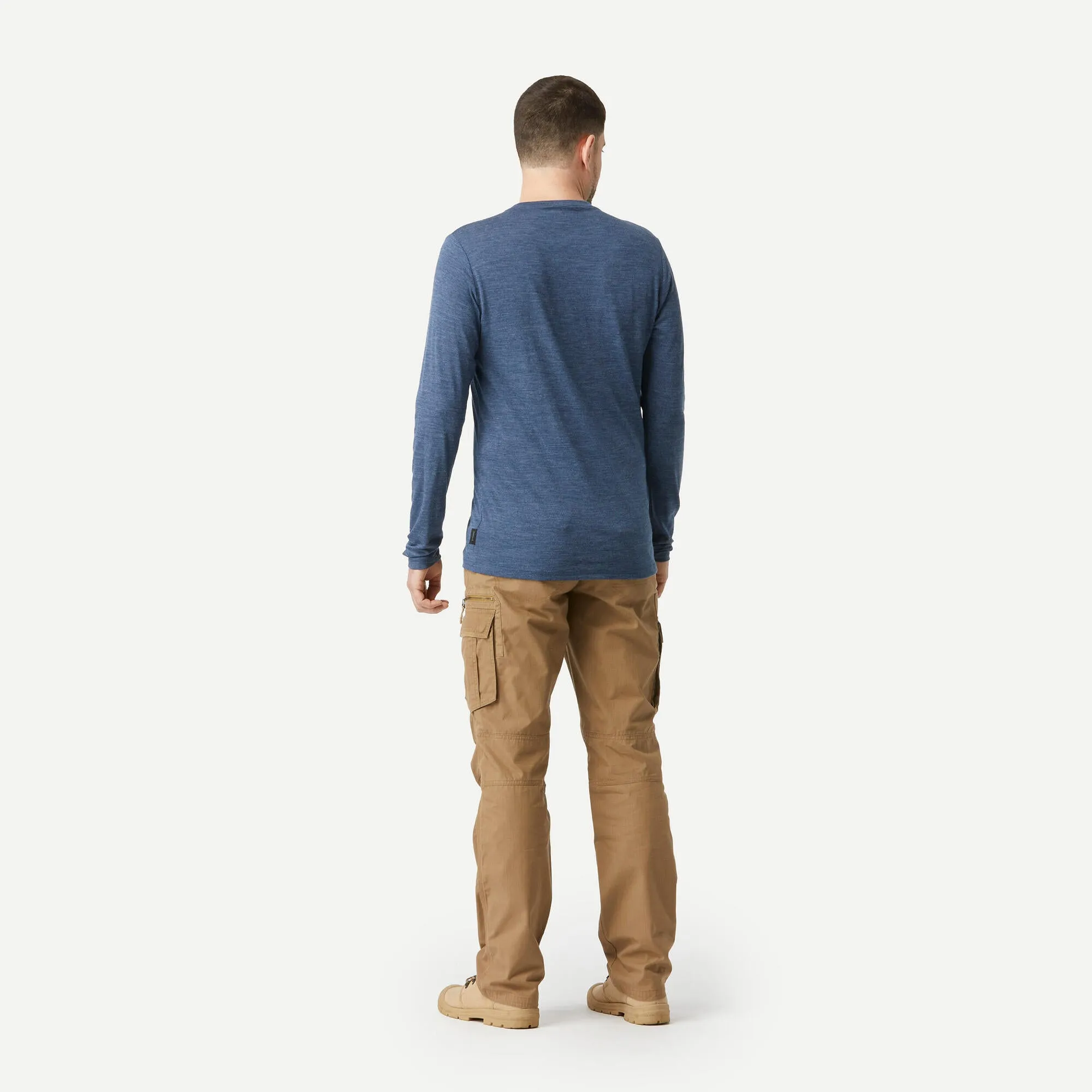 Outdoor Decathlon Clothing Simond  Men's Travel 500 Merino Wool Long-sleeve Shirt