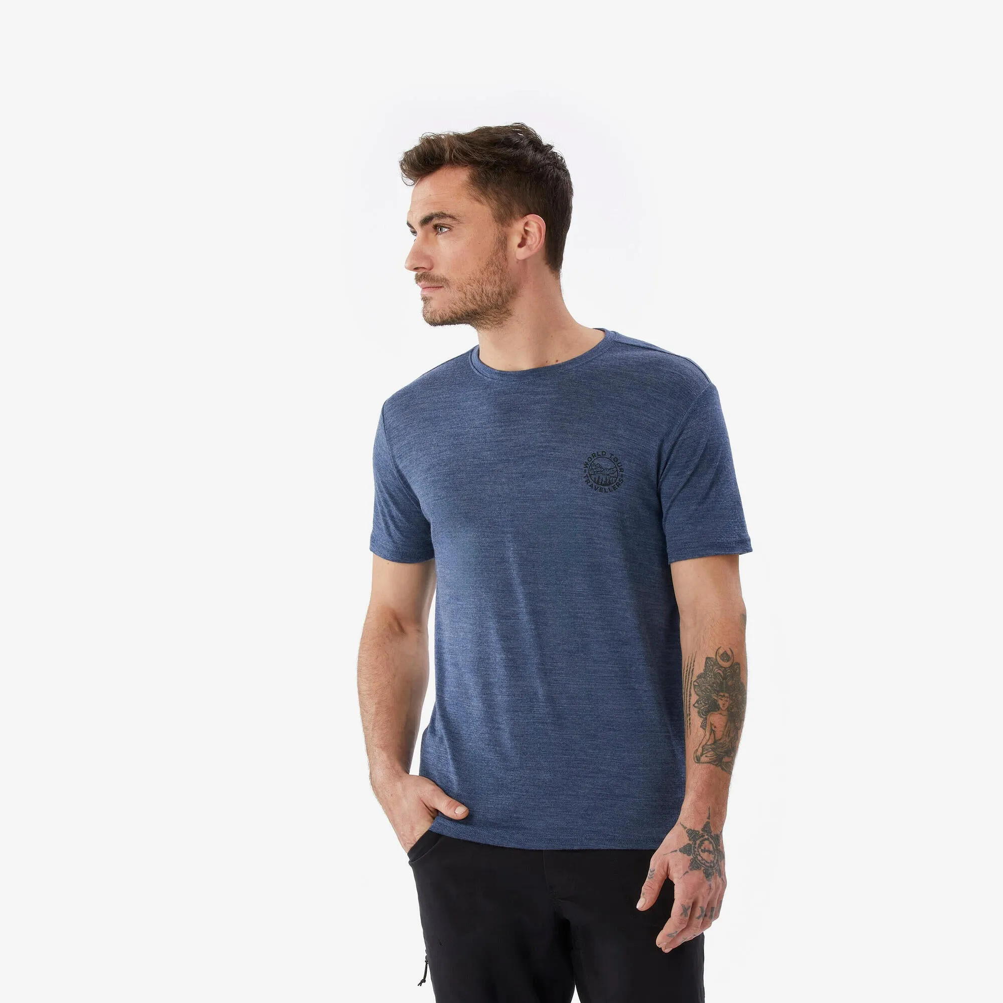 Outdoor Decathlon Clothing Simond  Men's Travel 500 Merino Wool T-Shirt