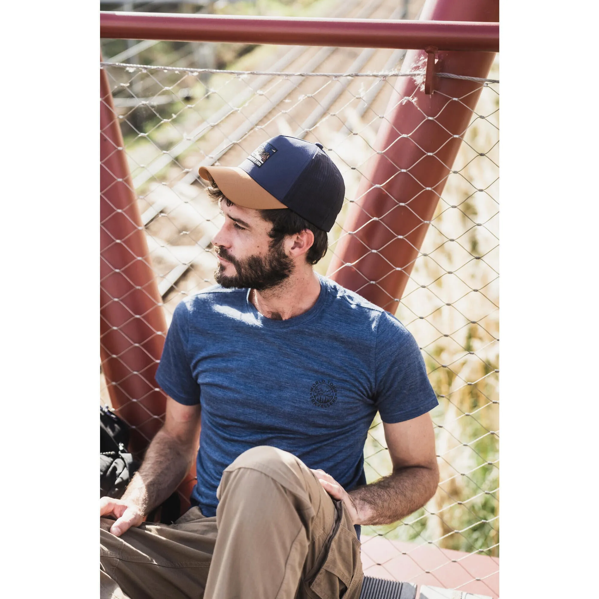 Outdoor Decathlon Clothing Simond  Men's Travel 500 Merino Wool T-Shirt