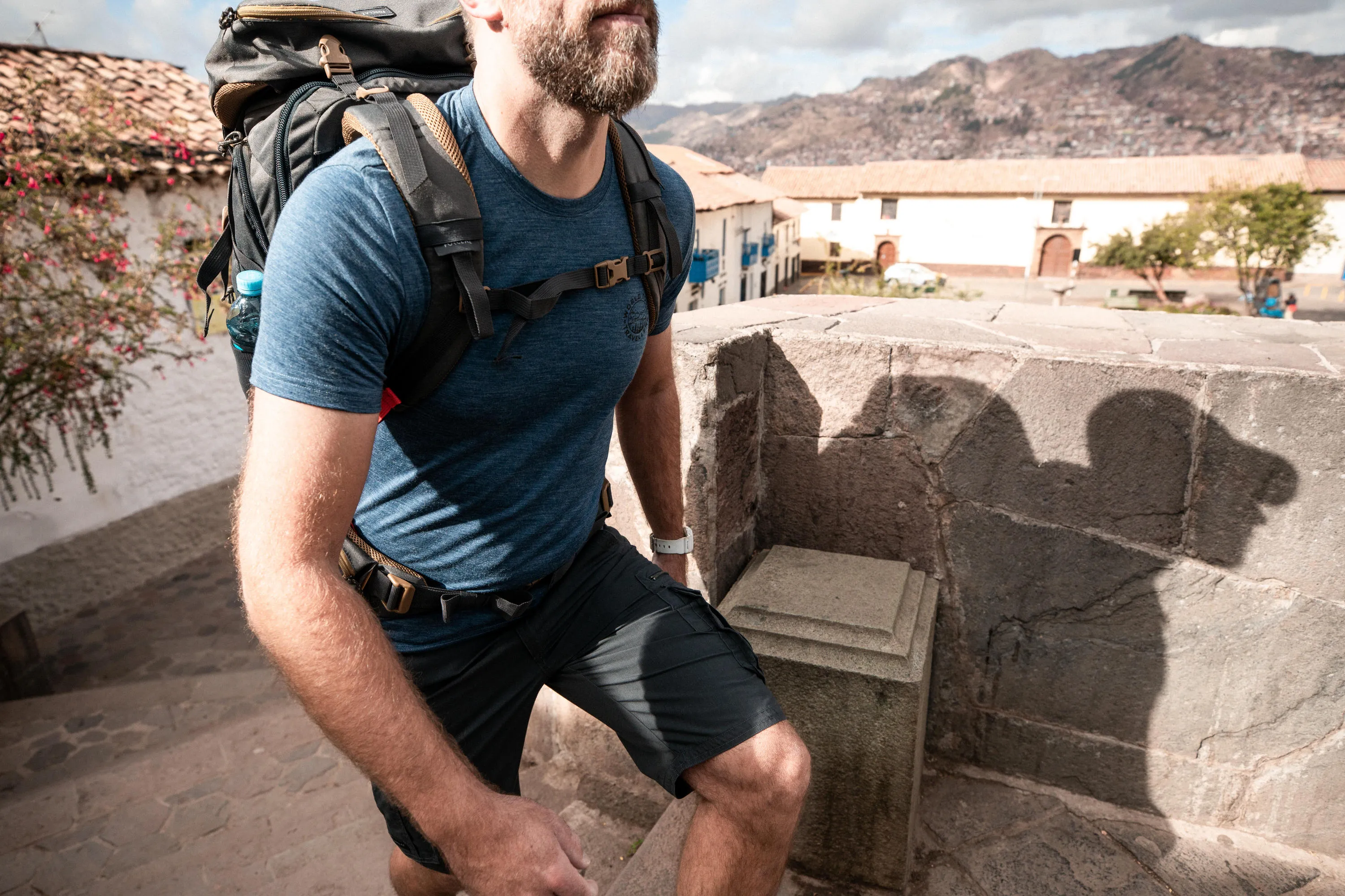 Outdoor Decathlon Clothing Simond  Men's Travel 500 Merino Wool T-Shirt