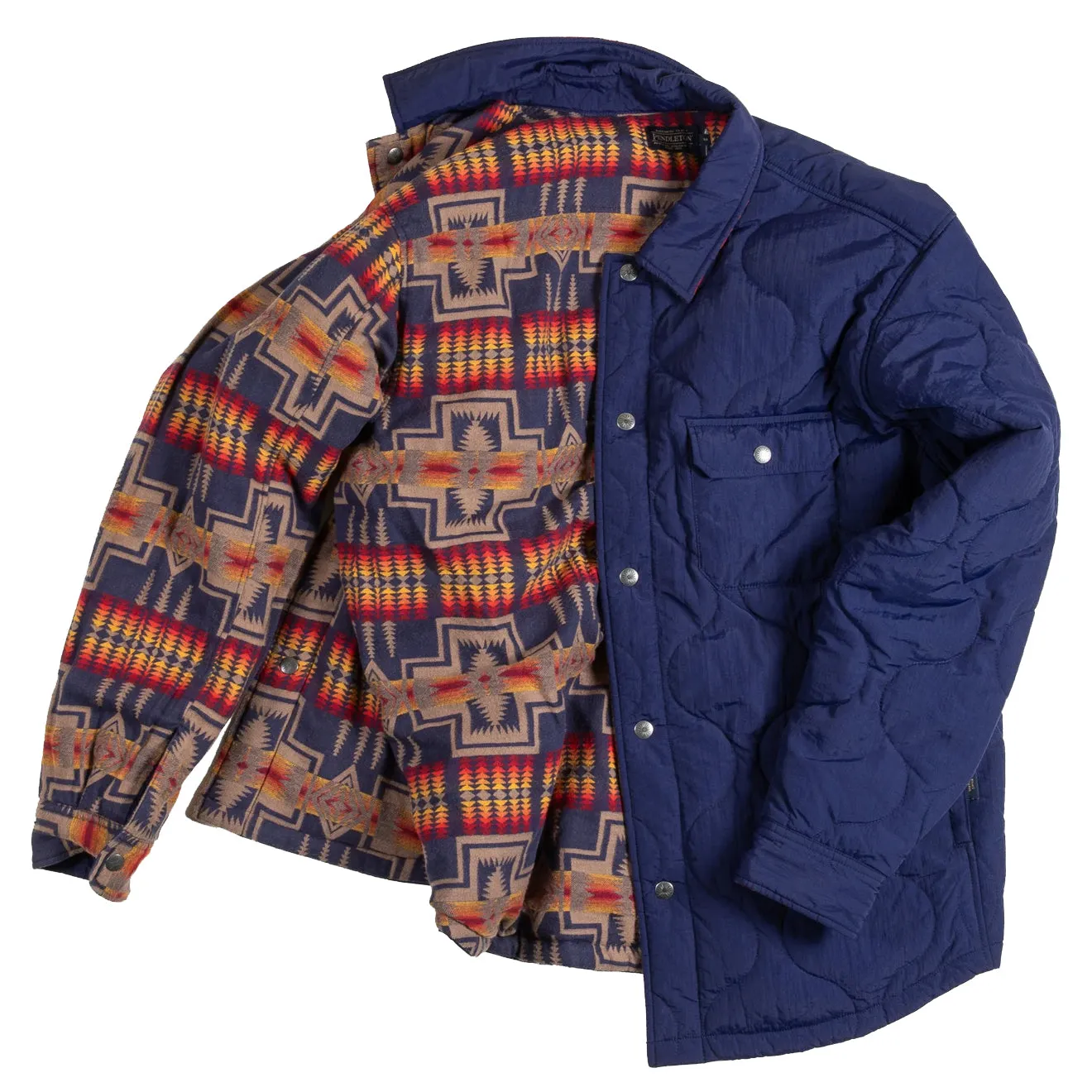 Pendleton Reversible Quilted Overshirt Harding Navy