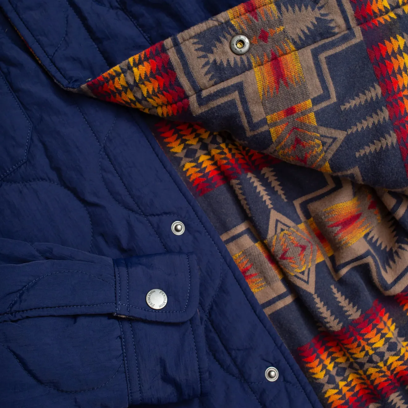 Pendleton Reversible Quilted Overshirt Harding Navy