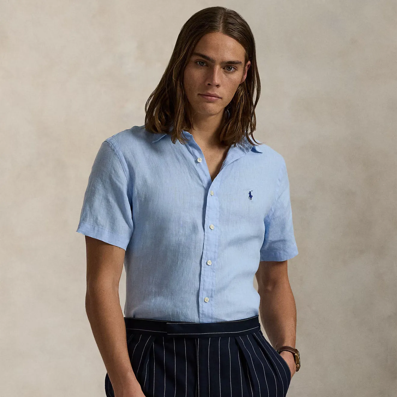 Polo Ralph Lauren Short Sleeve Sport Shirt Custom Office Blue