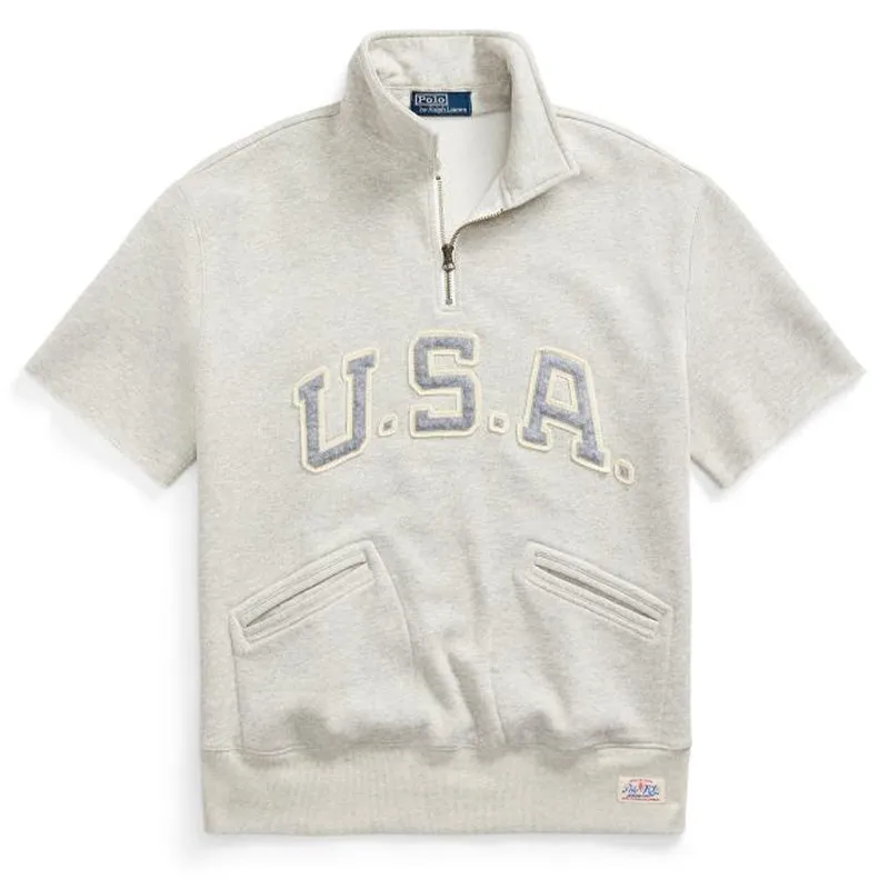 Polo Ralph Lauren USA Quarter Zip Sweat Light Sport Heather