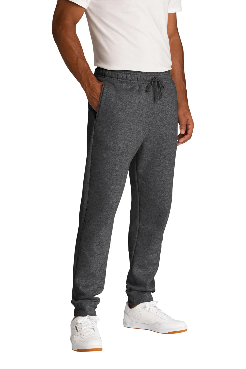 Port & Company Mens Core Fleece Jogger Sweatpants w/ Pockets - Heather Dark Grey