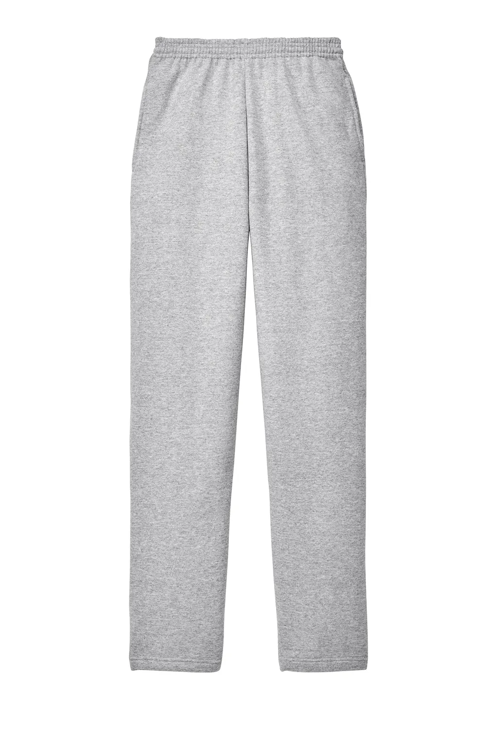 Port & Company Mens Core Pill Resistant Fleece Open Bottom Sweatpants w/ Pockets - Ash Grey