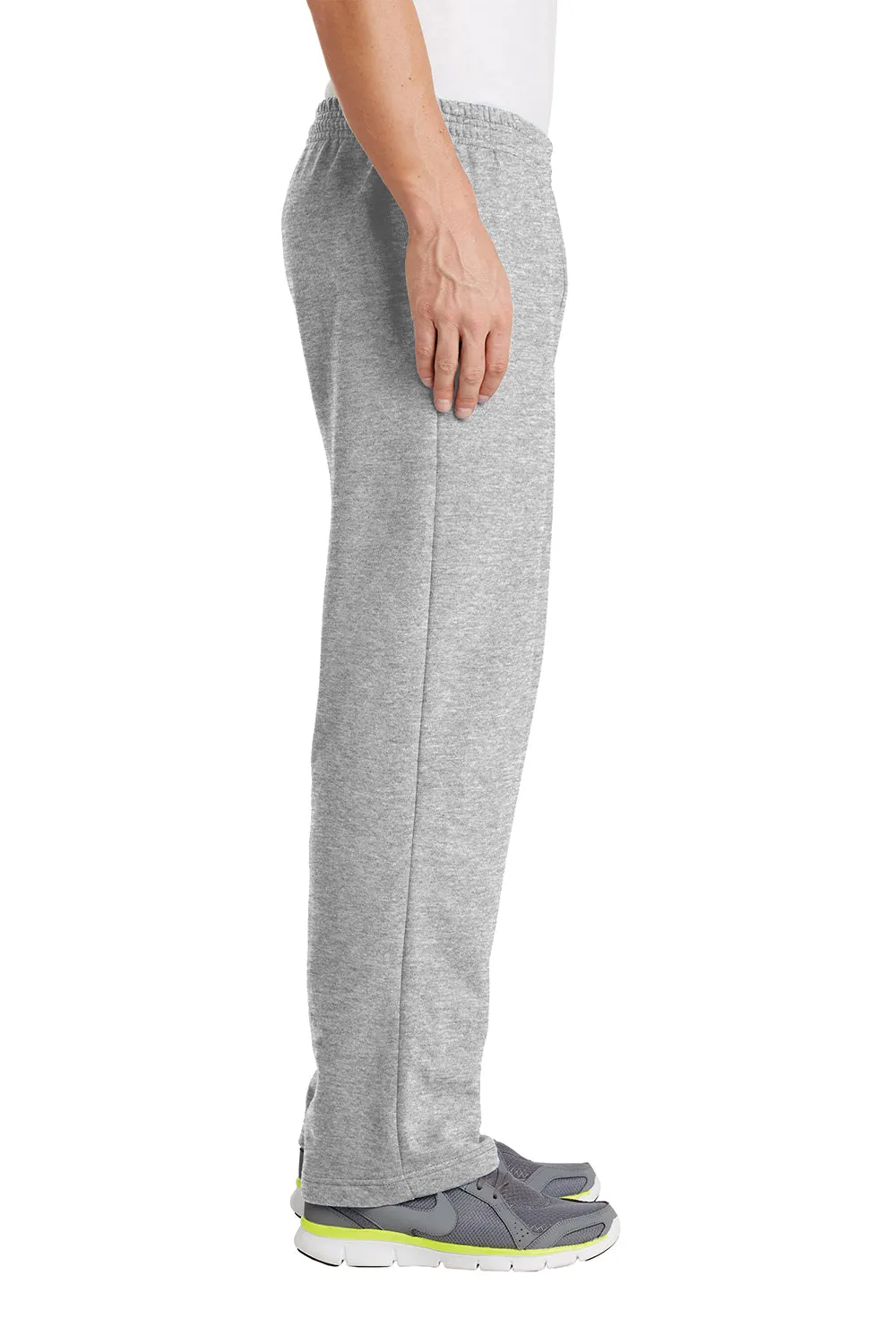 Port & Company Mens Core Pill Resistant Fleece Open Bottom Sweatpants w/ Pockets - Ash Grey