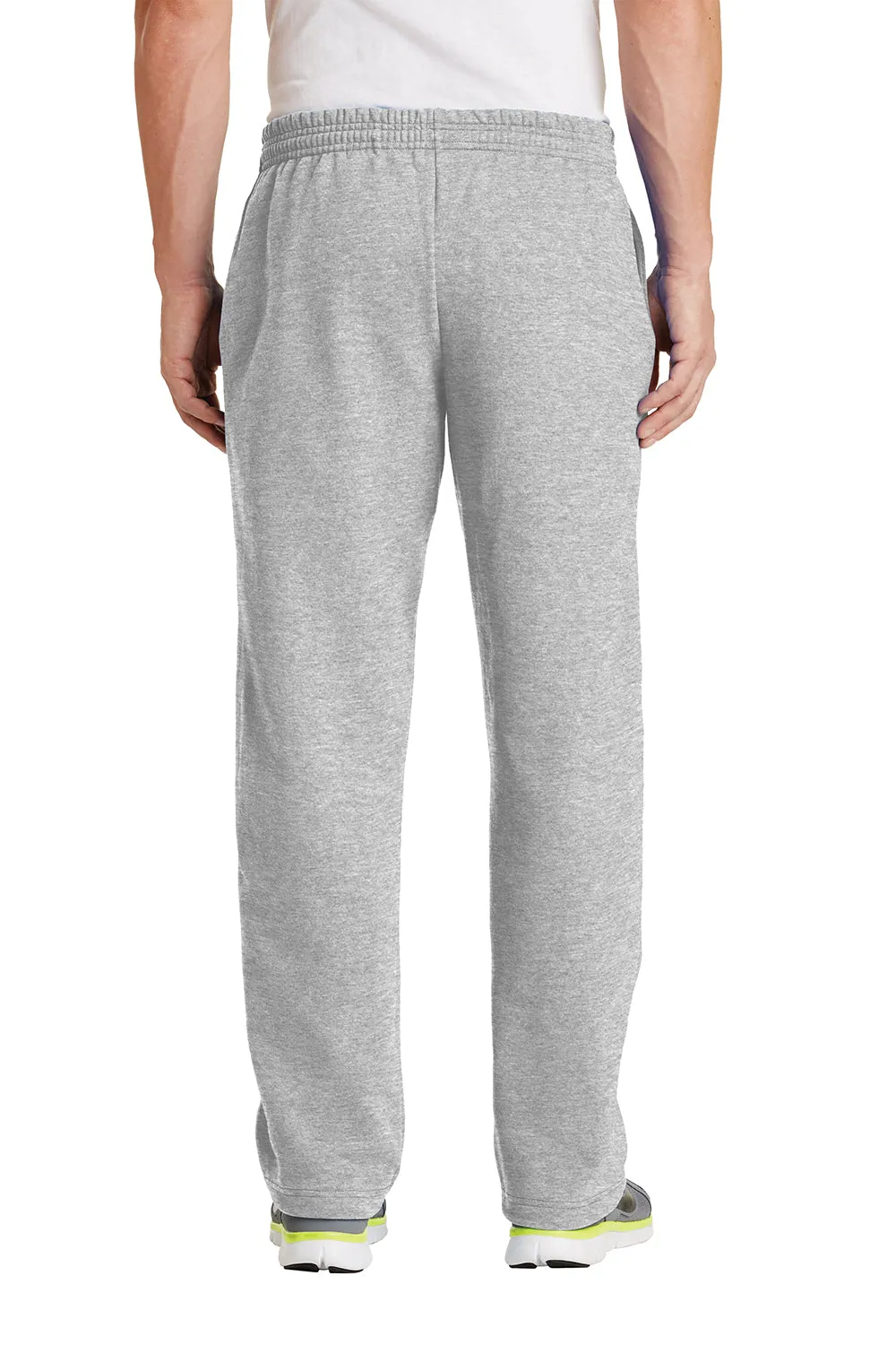 Port & Company Mens Core Pill Resistant Fleece Open Bottom Sweatpants w/ Pockets - Ash Grey