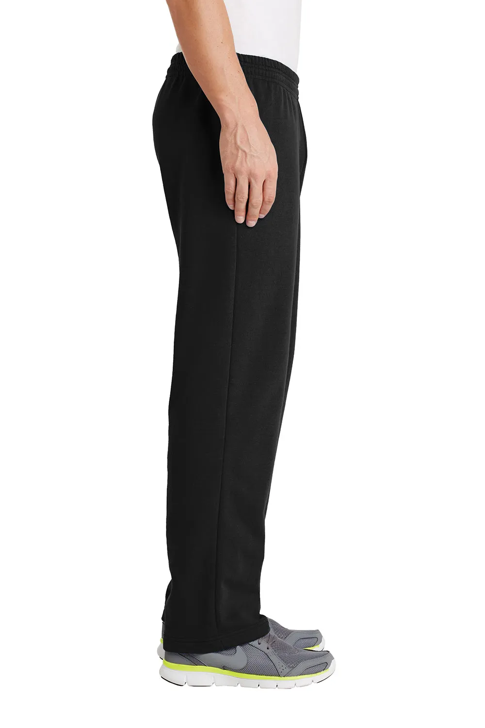 Port & Company Mens Core Pill Resistant Fleece Open Bottom Sweatpants w/ Pockets - Jet Black