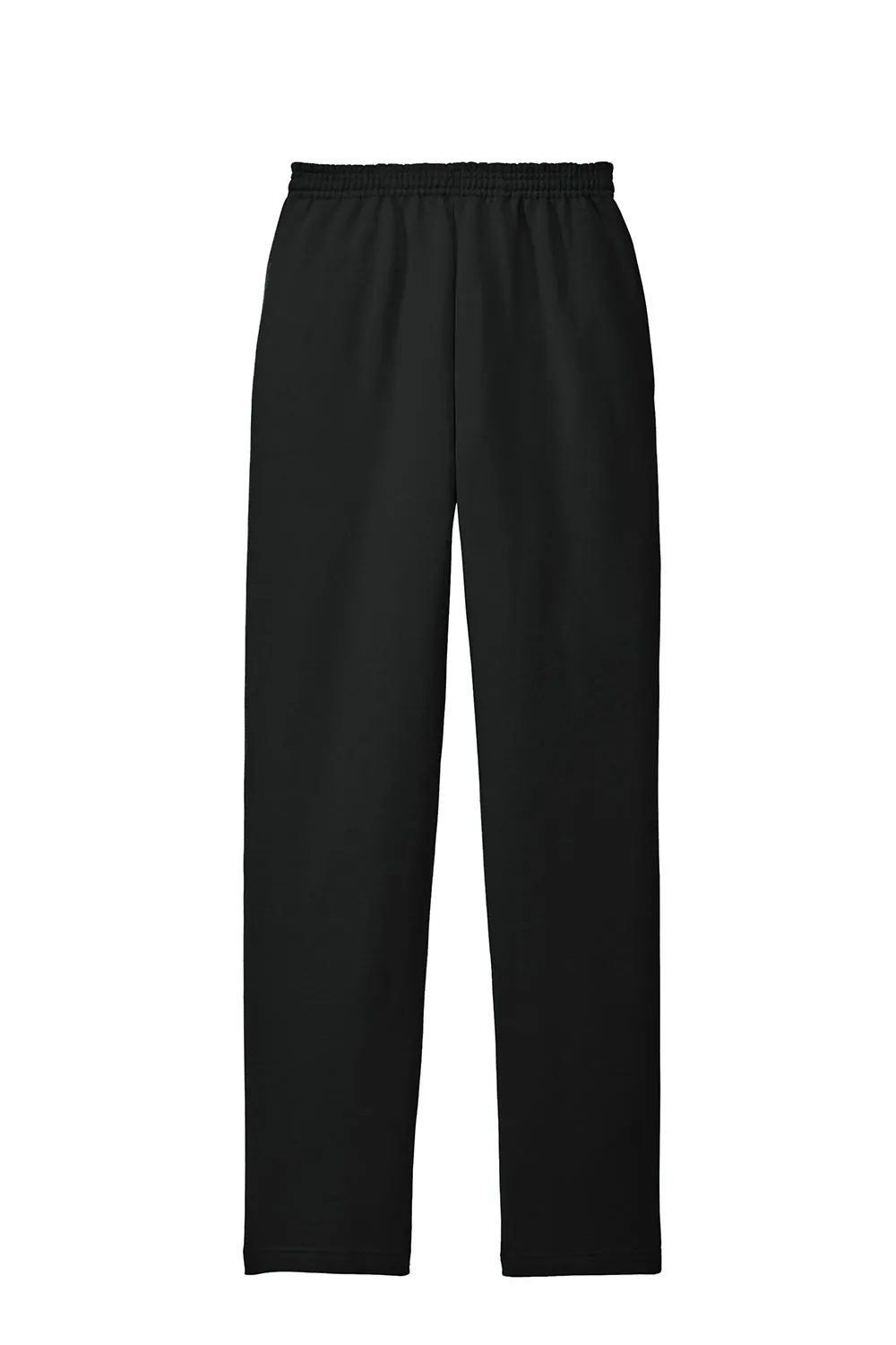 Port & Company Mens Core Pill Resistant Fleece Open Bottom Sweatpants w/ Pockets - Jet Black