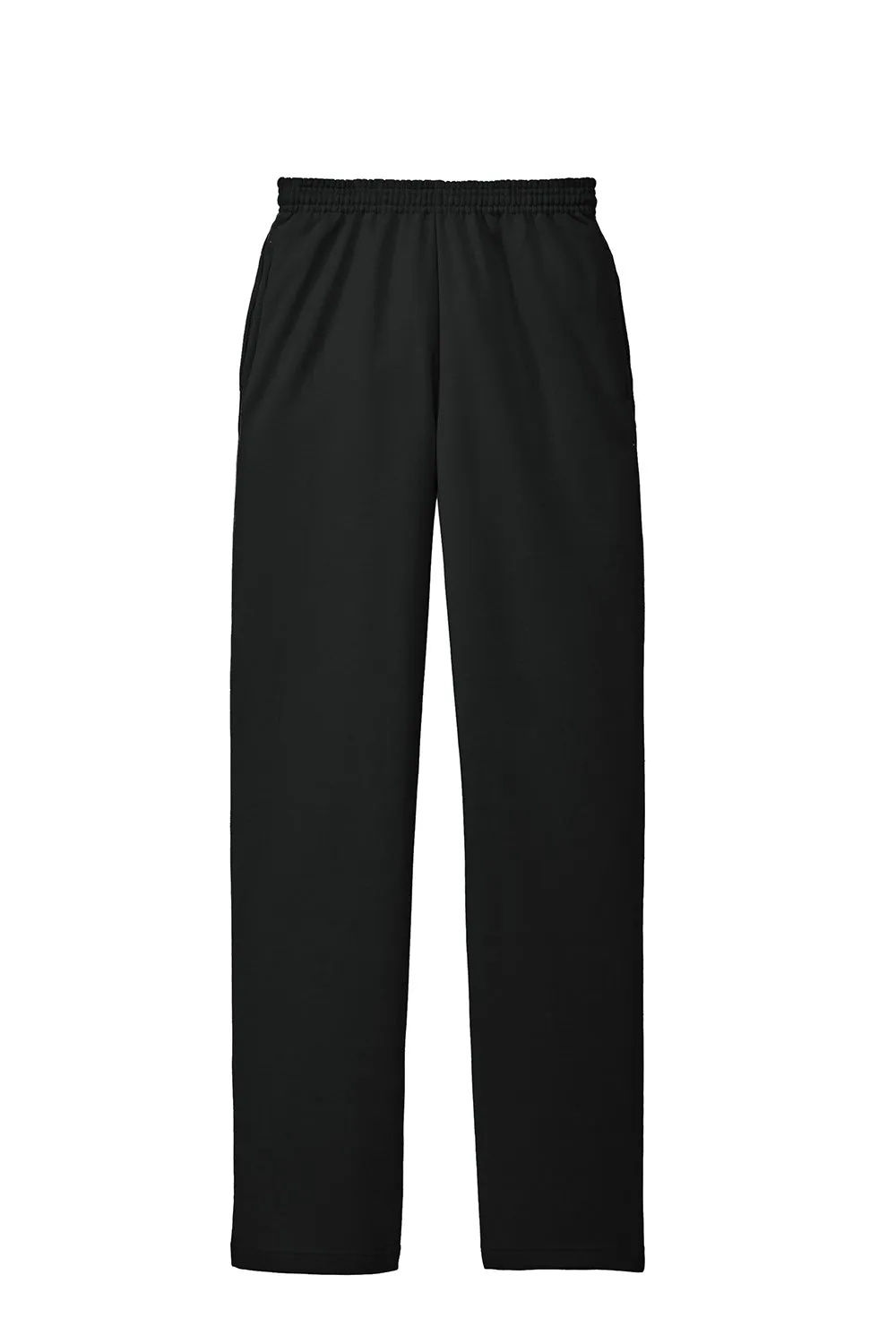 Port & Company Mens Core Pill Resistant Fleece Open Bottom Sweatpants w/ Pockets - Jet Black