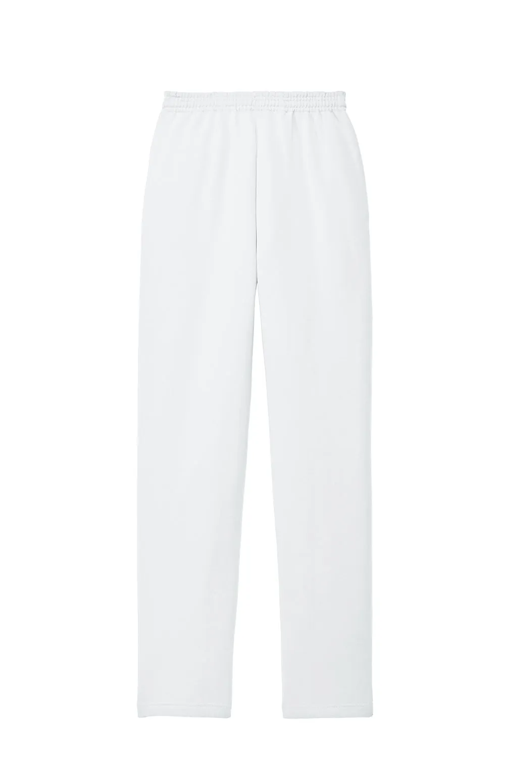 Port & Company Mens Core Pill Resistant Fleece Open Bottom Sweatpants w/ Pockets - White