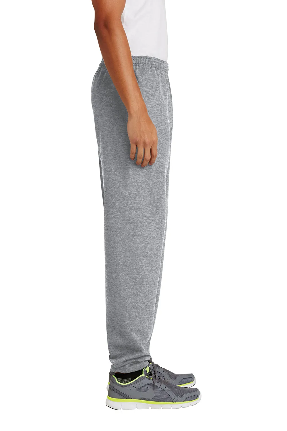 Port & Company Mens Essential Pill Resistant Fleece Sweatpants w/ Pockets - Heather Grey
