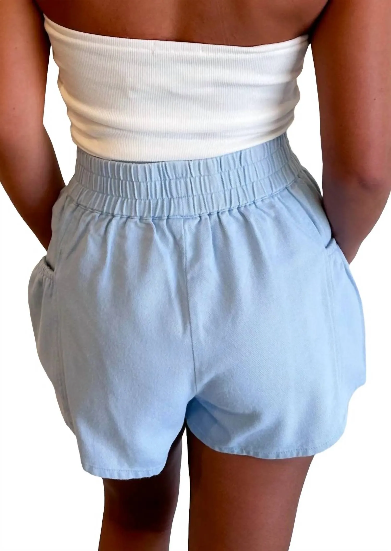 Pull On Denim Shorts In Blueberry Fields