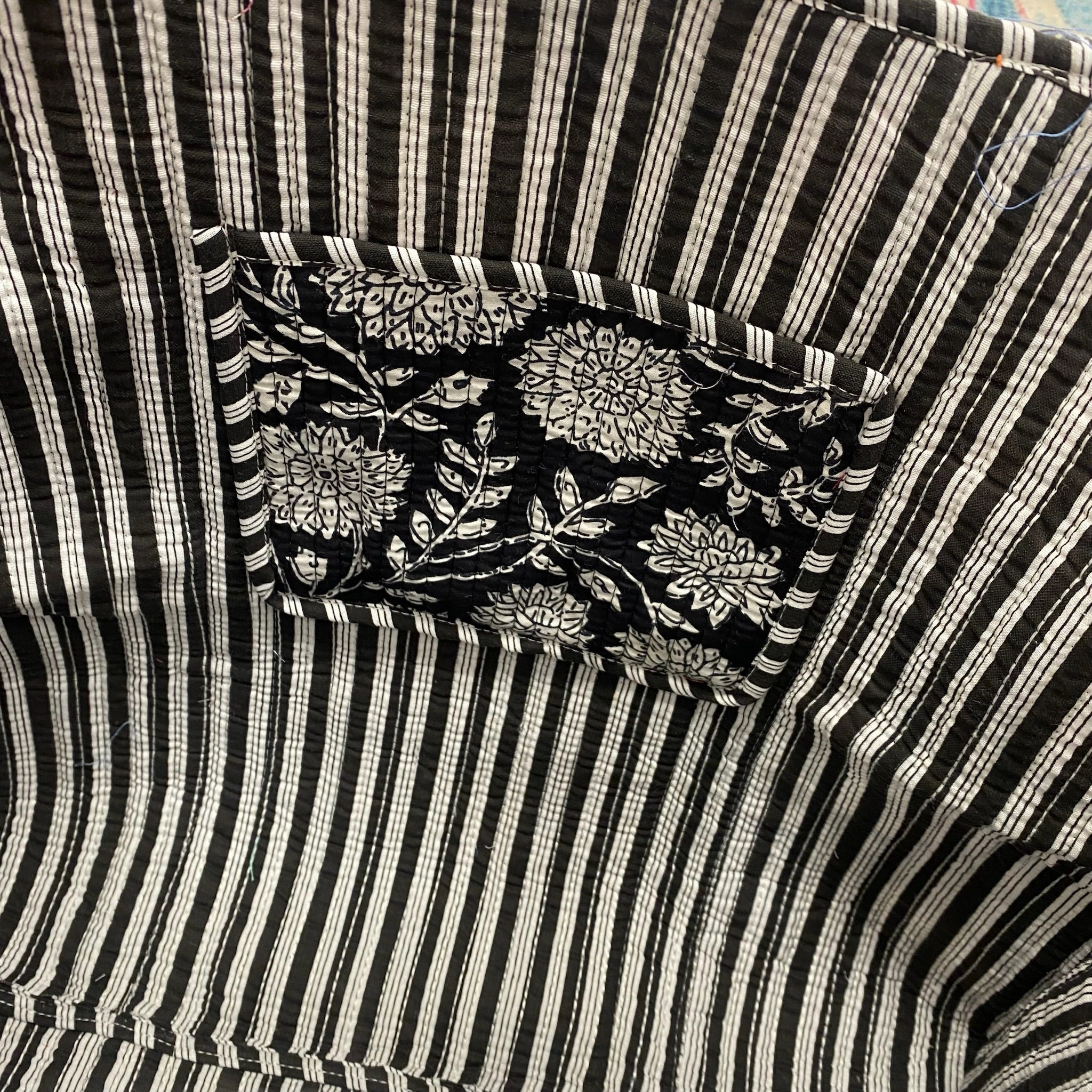 Quilted Tote Bag- Black & White