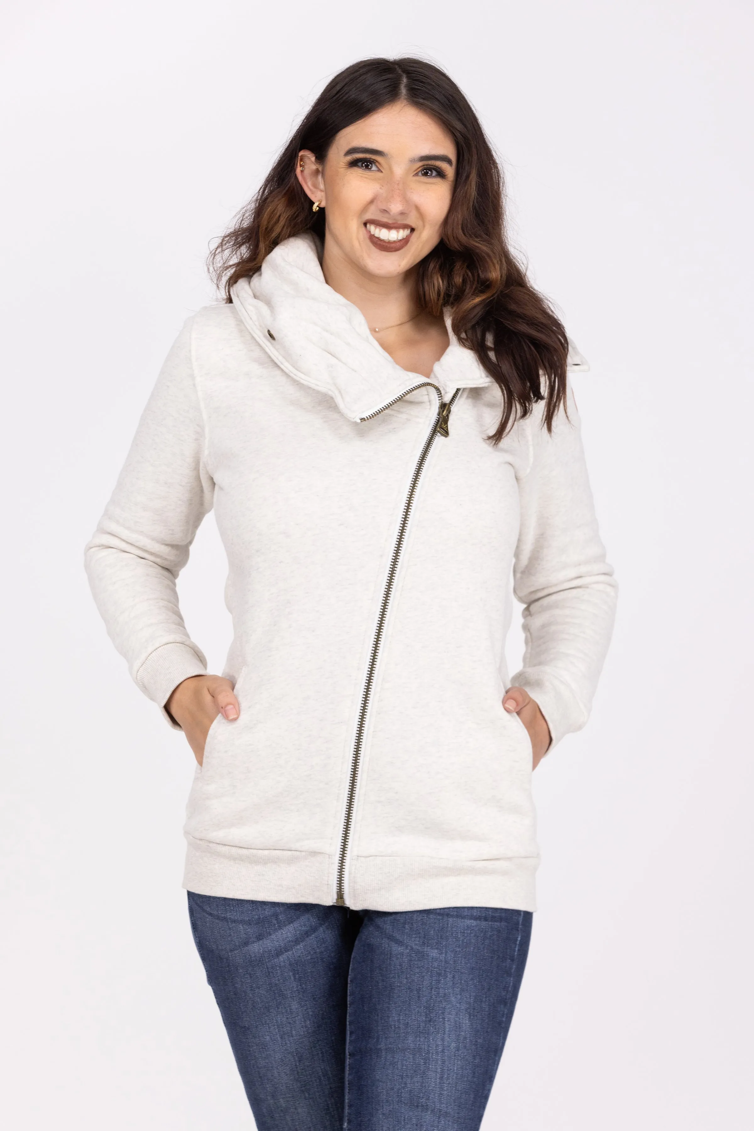 Quinn Women's Zip Up Cowl Collar Jacket