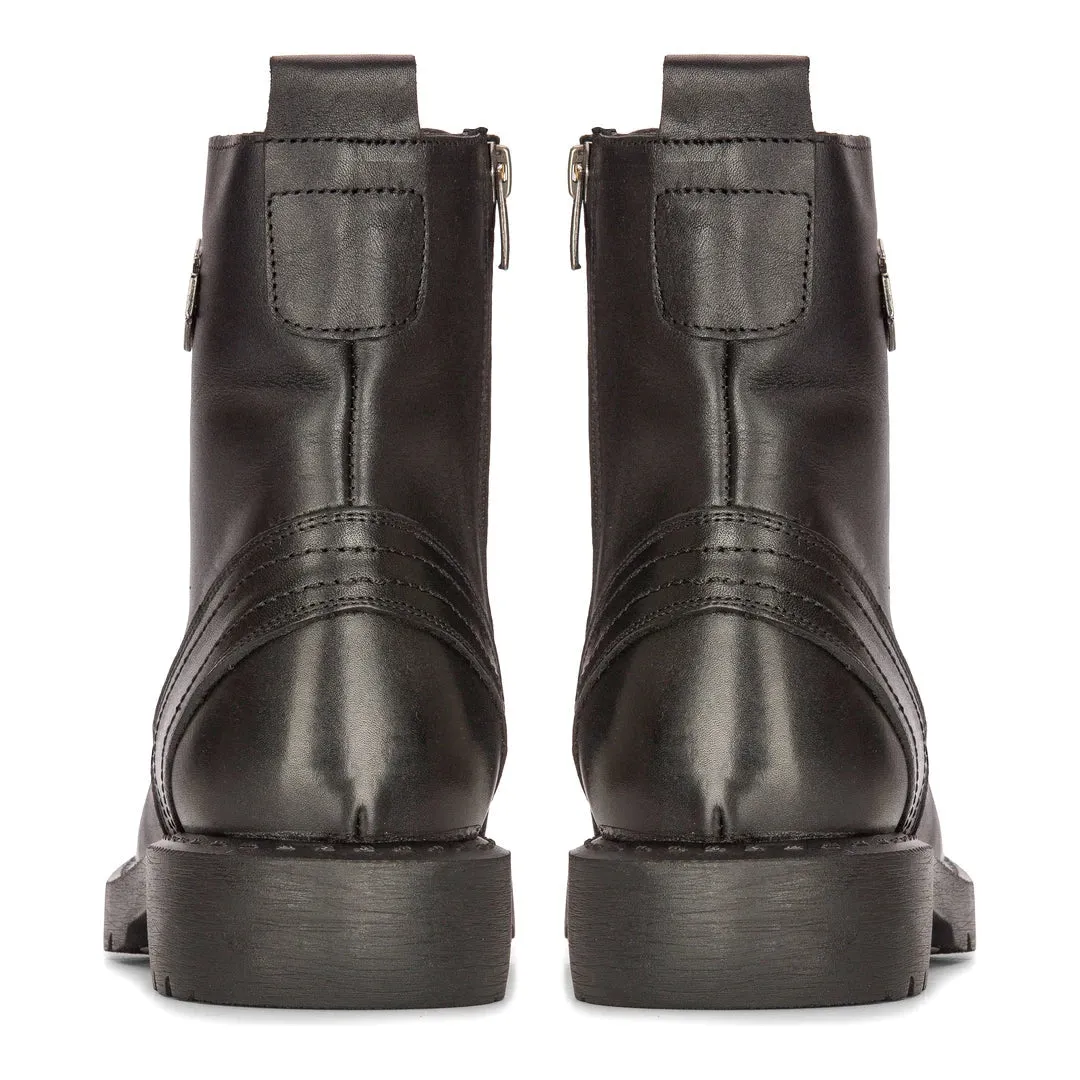 Real Leather Western Laced Ankle Boots