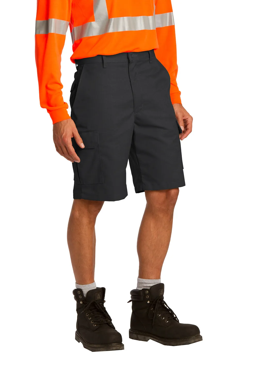 Red Kap Mens Industrial Stain Resistant Cargo Shorts w/ Pockets - Black