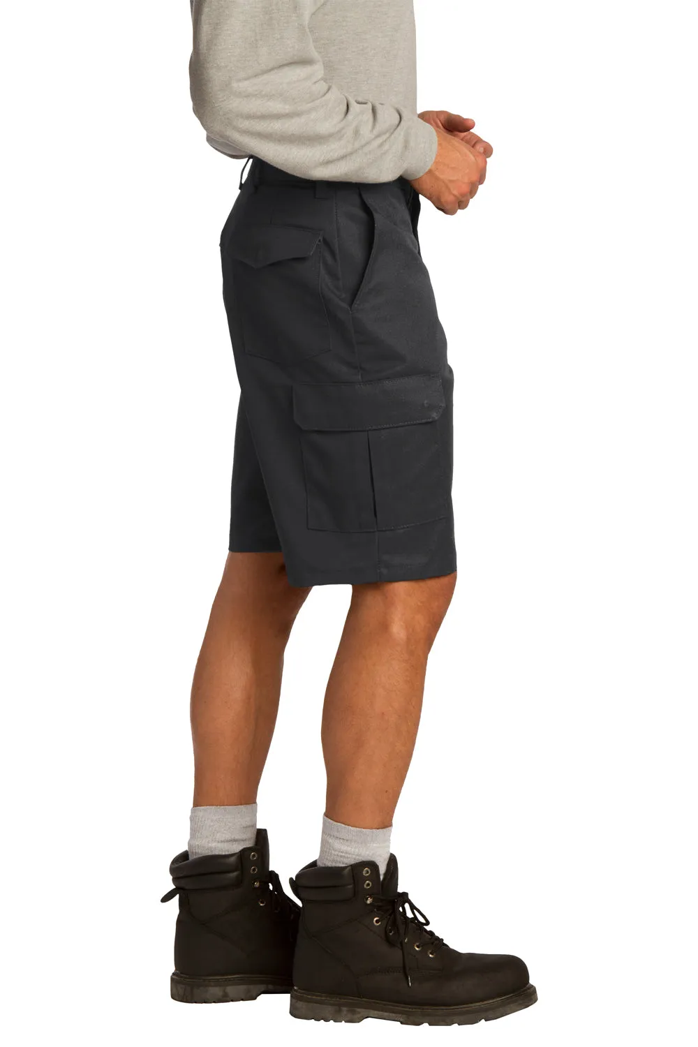 Red Kap Mens Industrial Stain Resistant Cargo Shorts w/ Pockets - Black