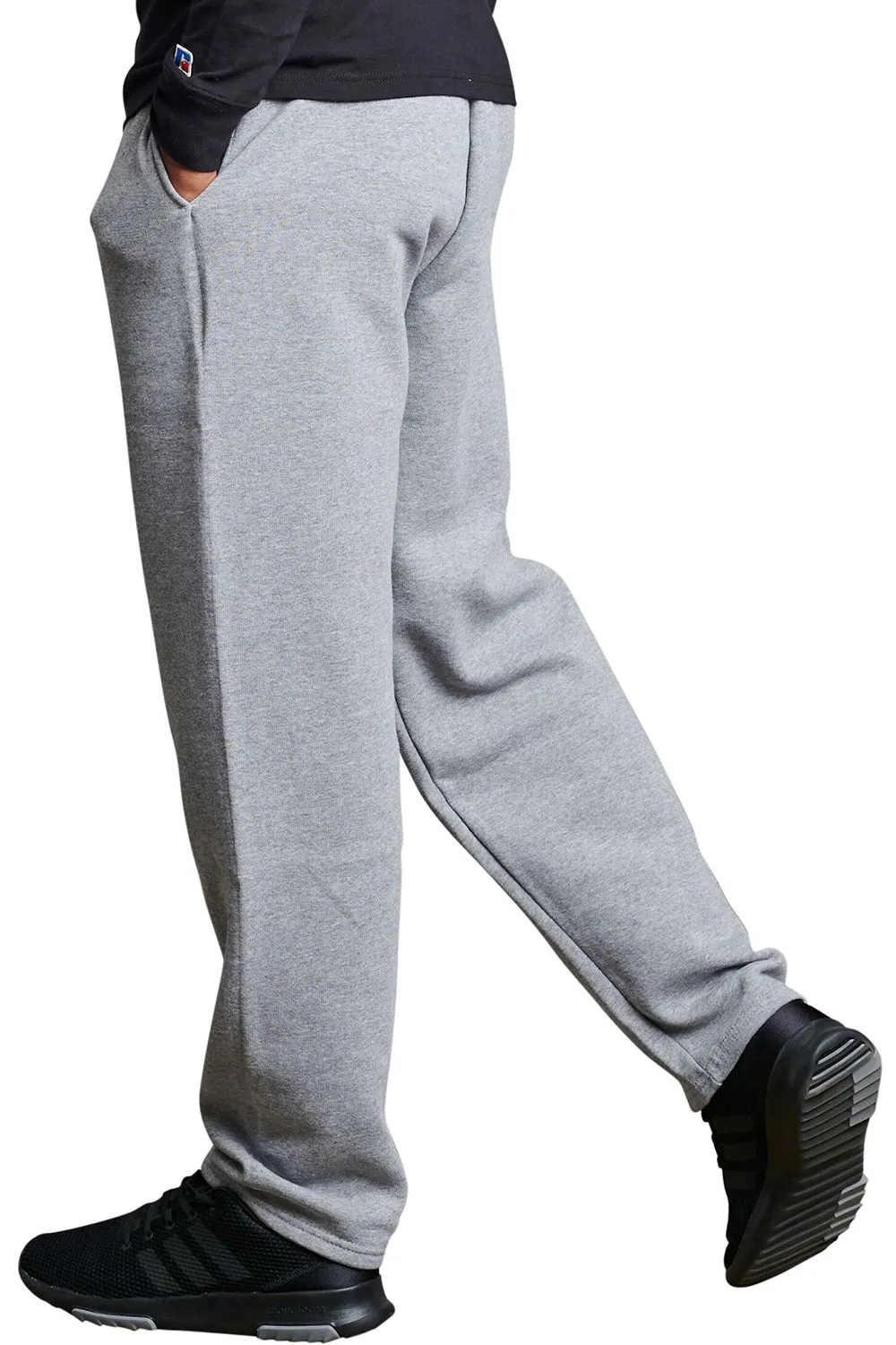 Russell Athletic Mens Dri Power Moisture Wicking Open Bottom Sweatpants w/ Pockets - Oxford Grey