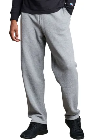 Russell Athletic Mens Dri Power Moisture Wicking Open Bottom Sweatpants w/ Pockets - Oxford Grey
