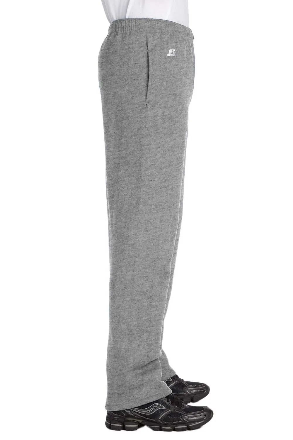 Russell Athletic Mens Dri Power Moisture Wicking Open Bottom Sweatpants w/ Pockets - Oxford Grey