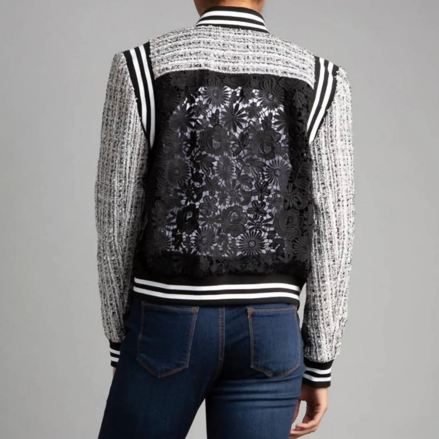 Salt & Peppa Tweed Bomber In Bkw